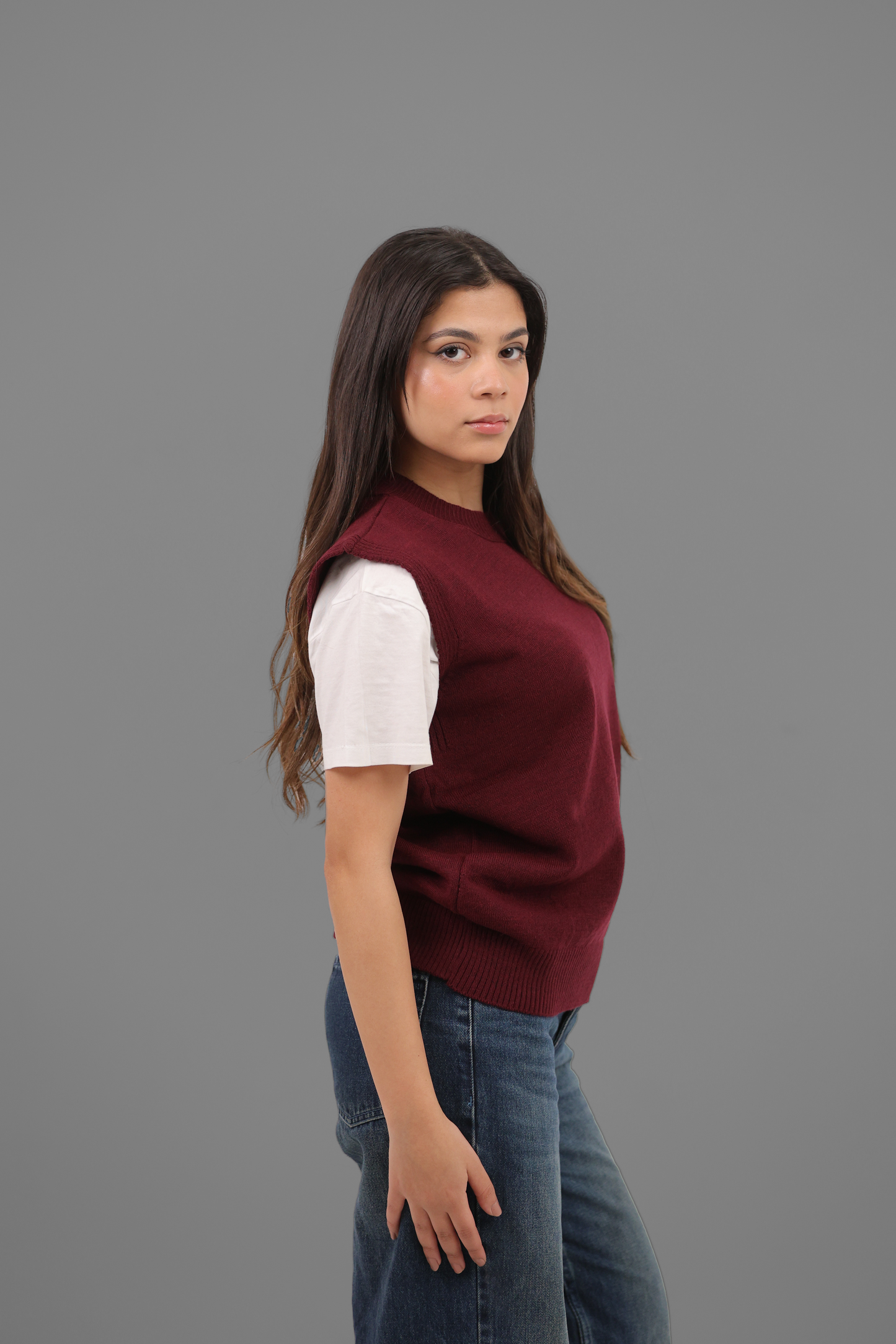 Maroon Knitted Vest