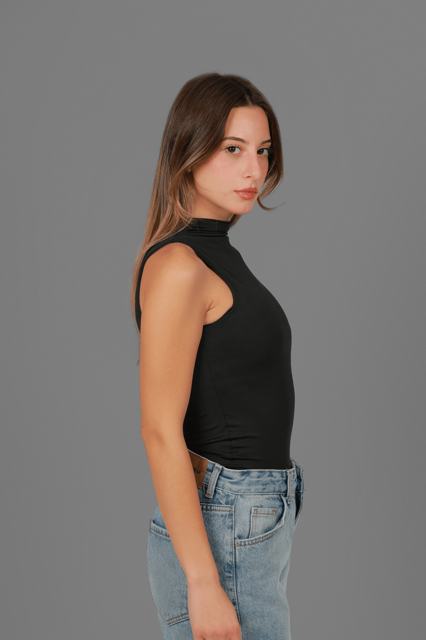 Black Turtle Neck Sleeves Top