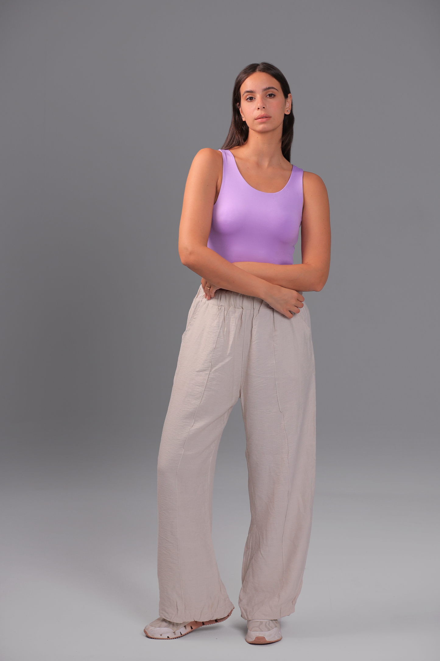 Lavender Low Neck Tank Top
