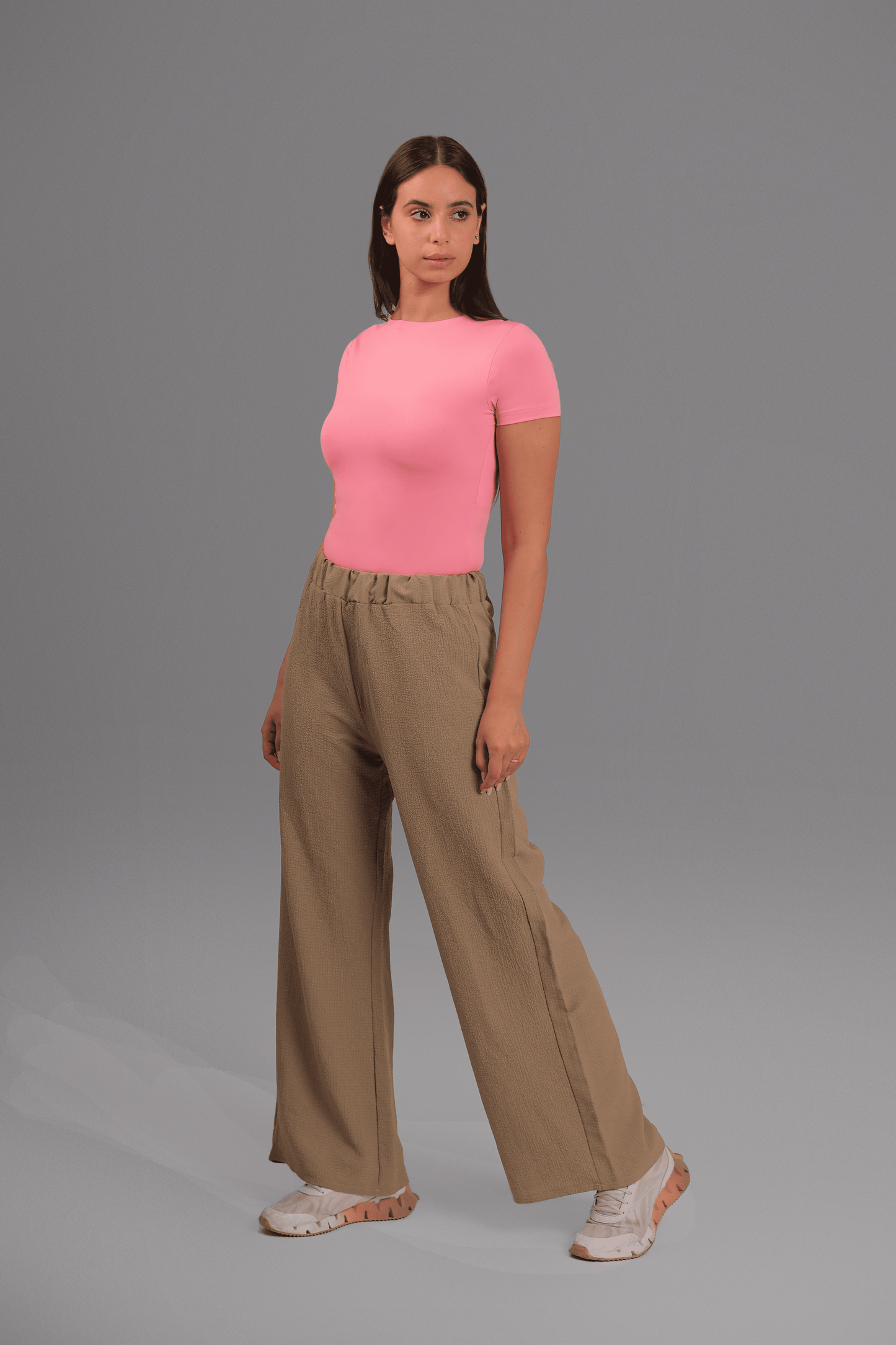 Pink High Neck Short Sleeve Top