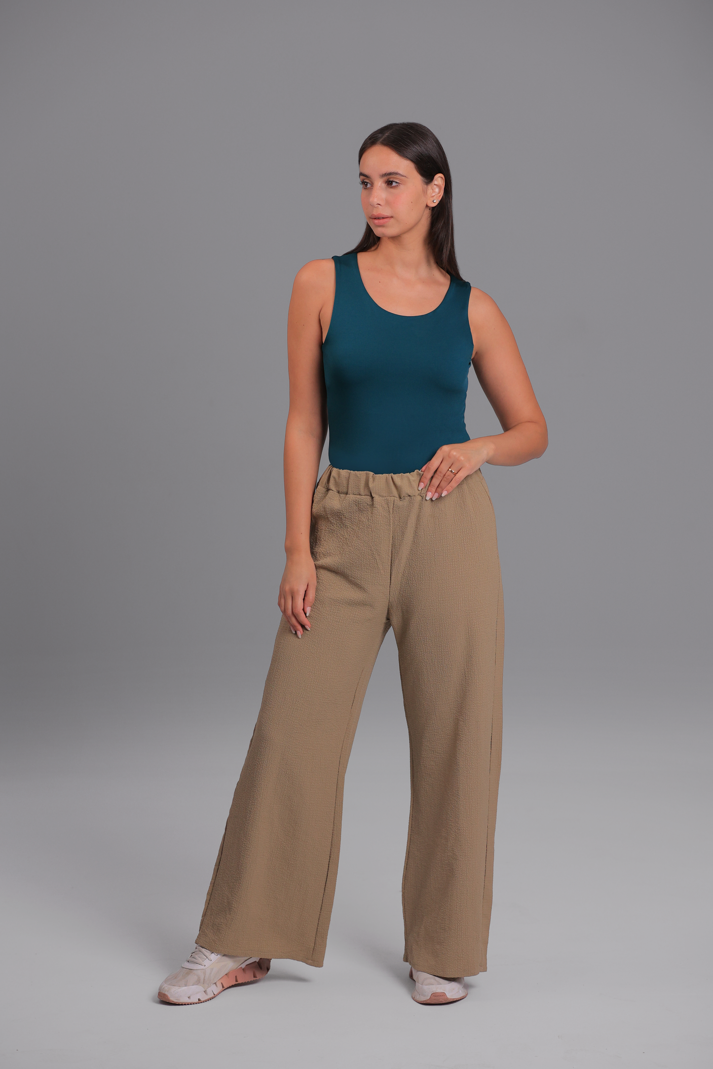 Teal Low Neck Tank Top