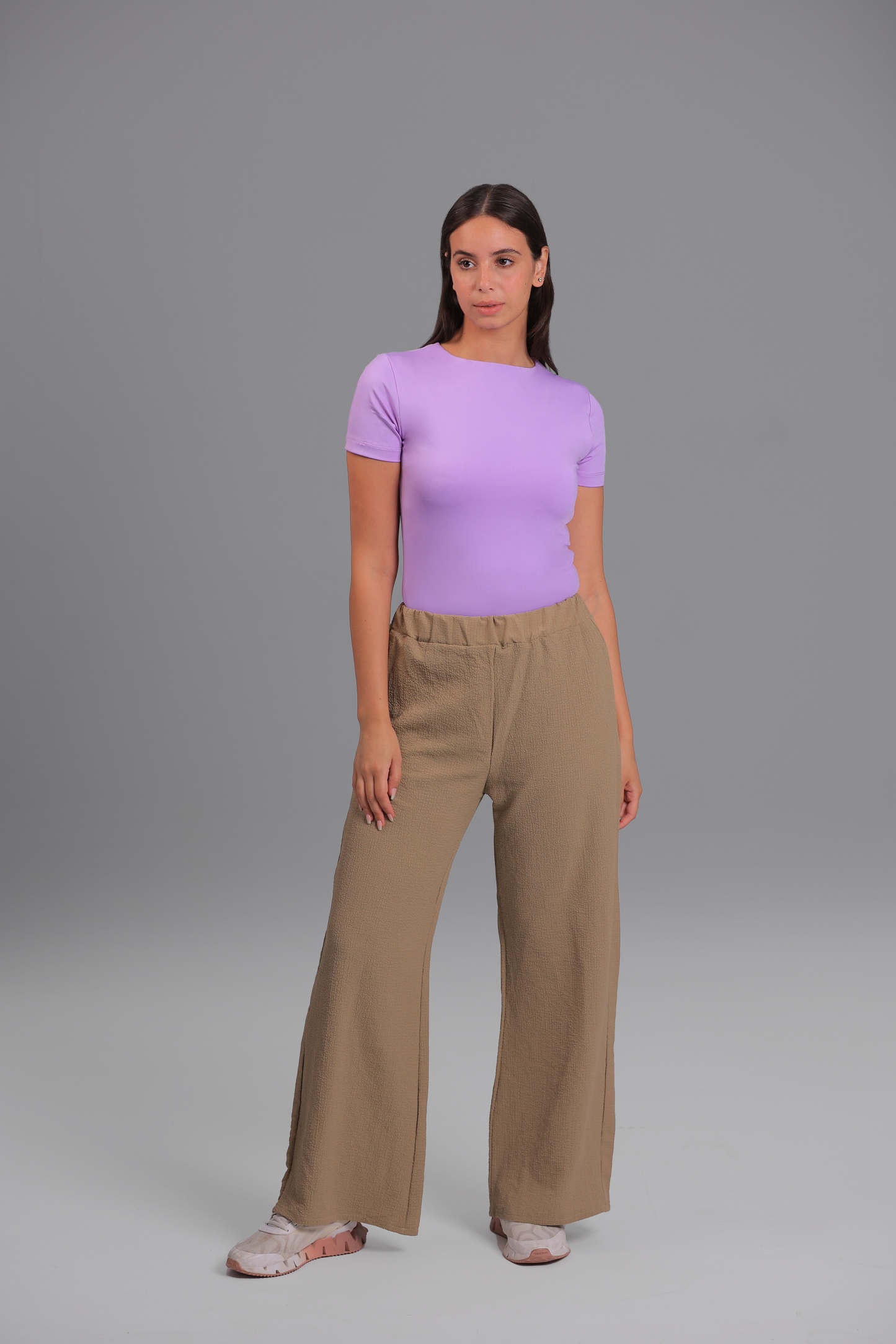 Lavender High Neck Short Sleeve Top