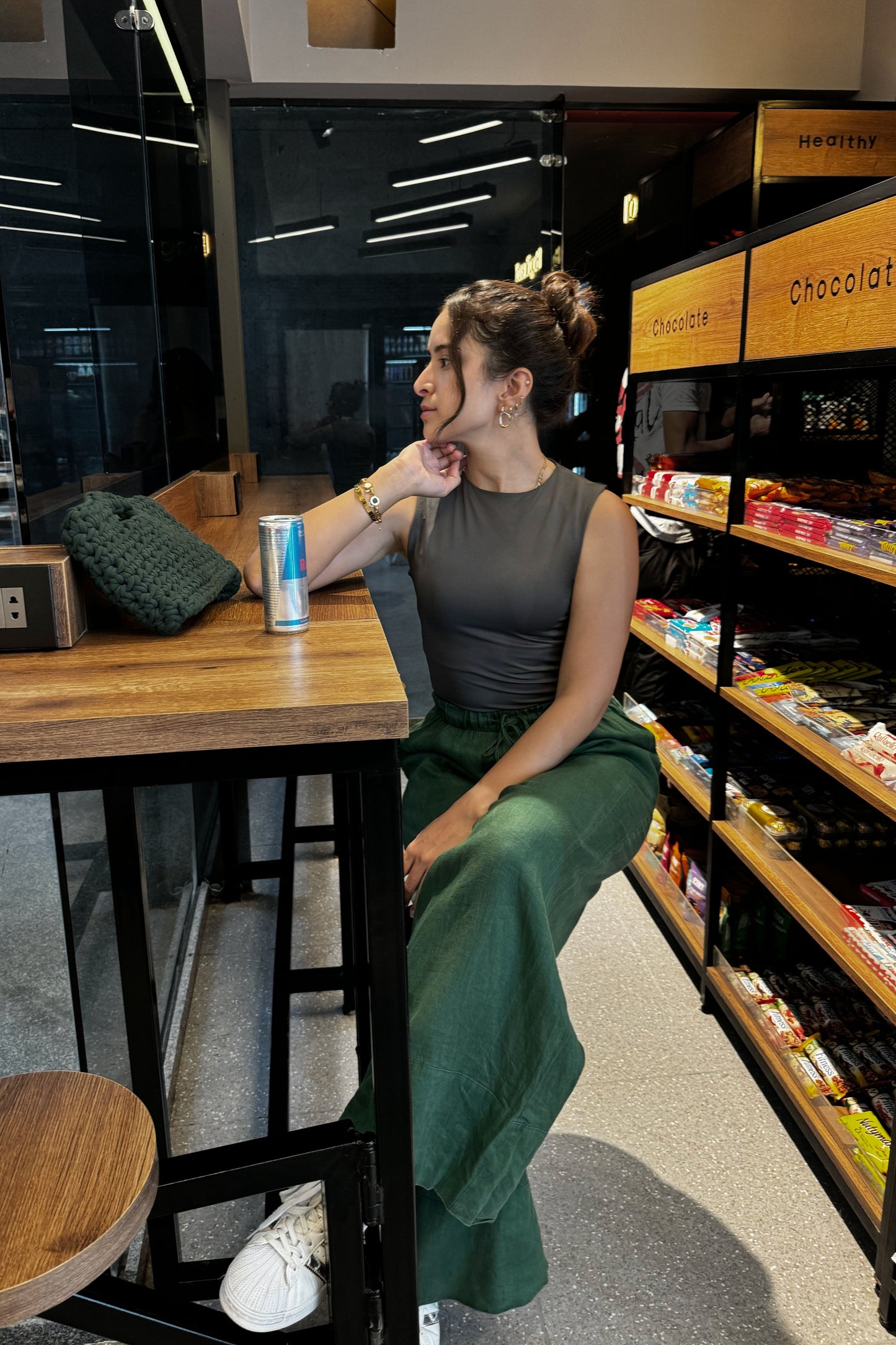 Charcoal High Neck Tank Top