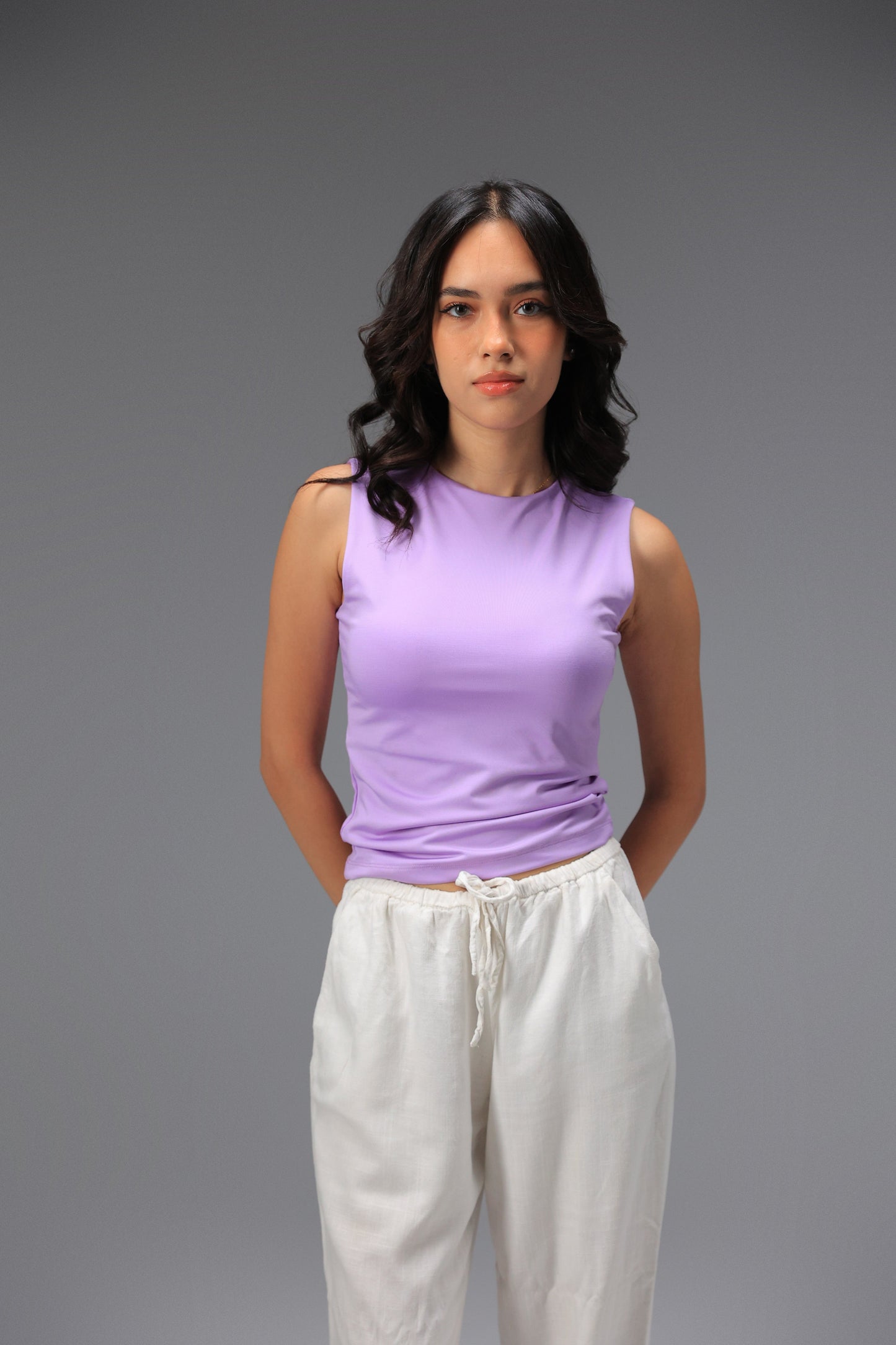 Lavender High Neck Tank Top
