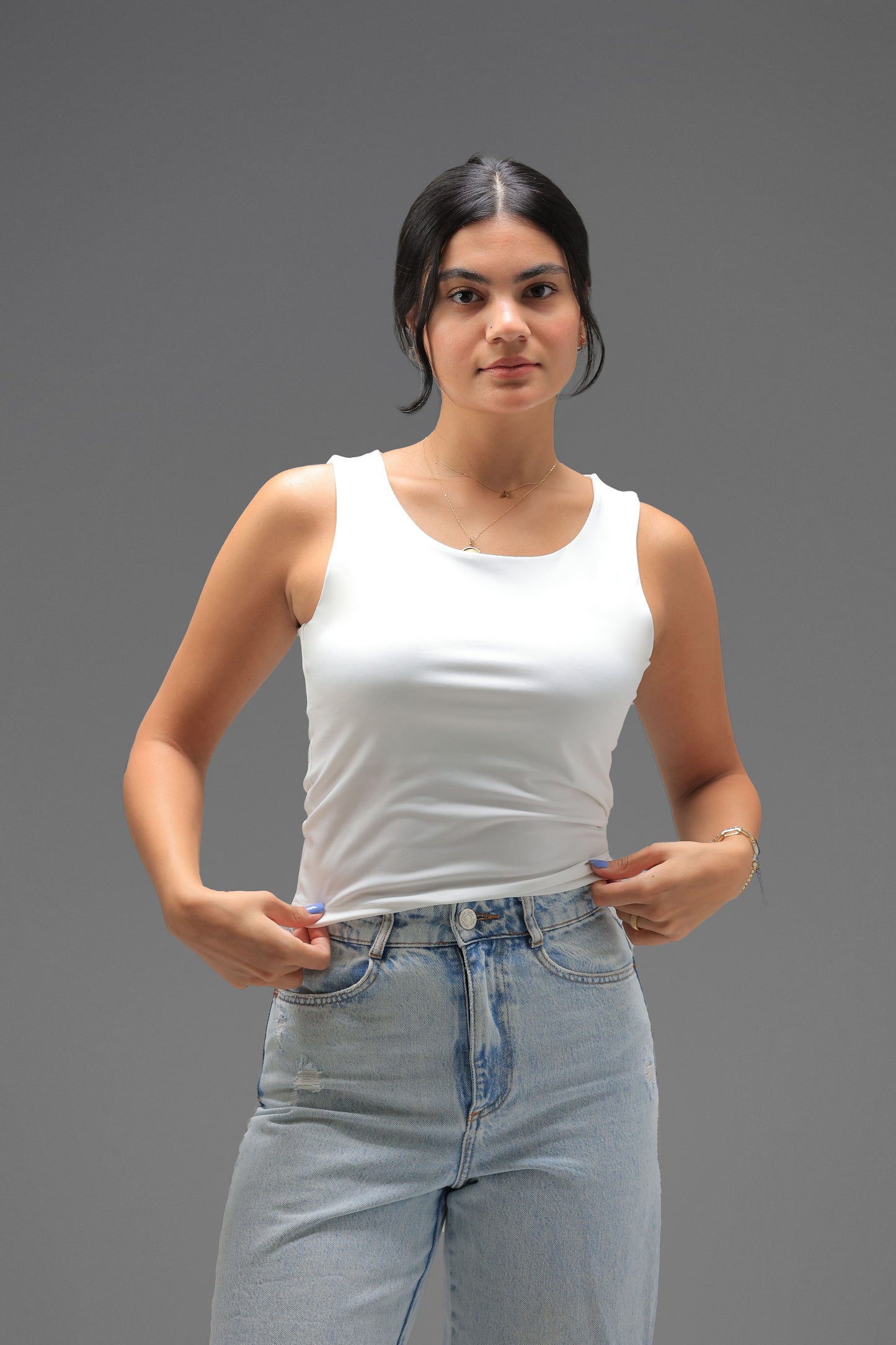 Off-White Low Neck Tank Top