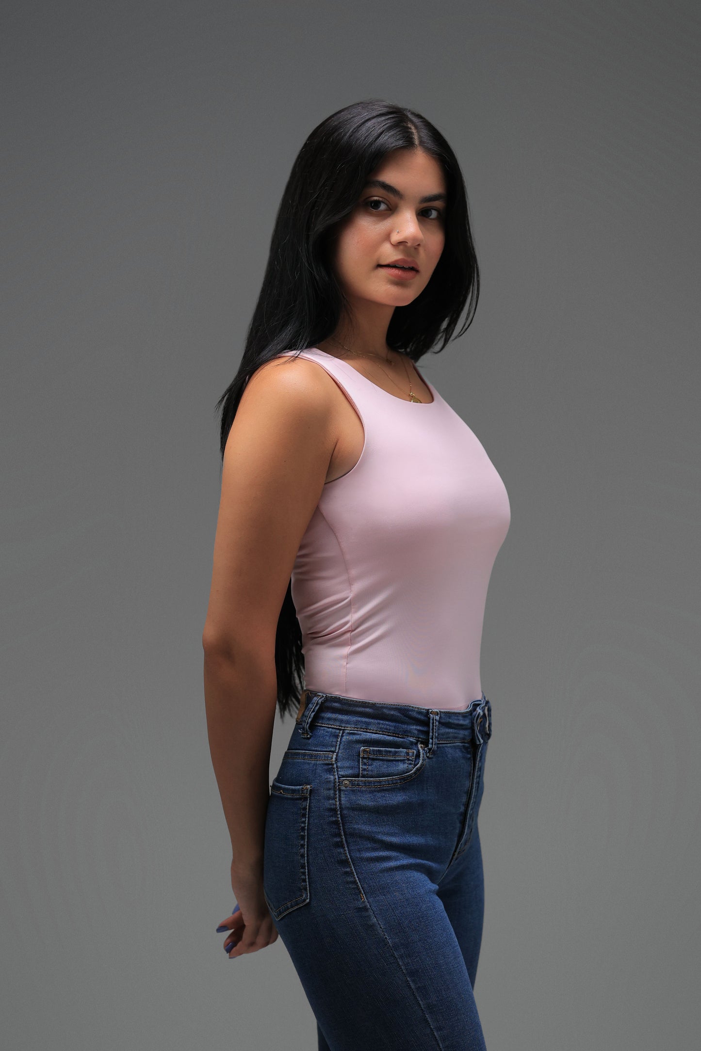 Rose Low Neck Tank Top