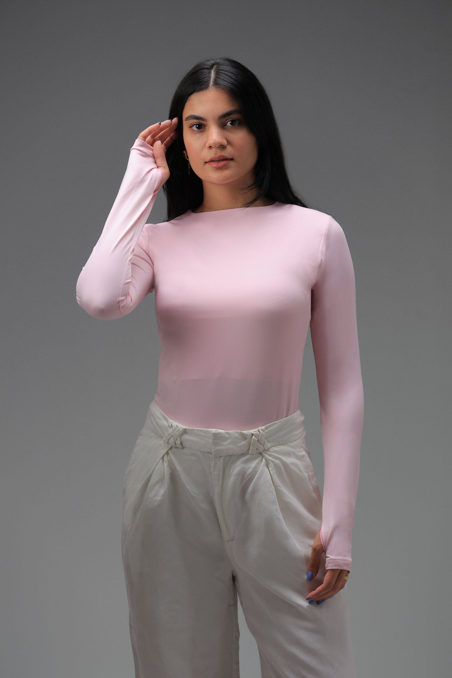Rose Long Sleeve Top with Finger Hole