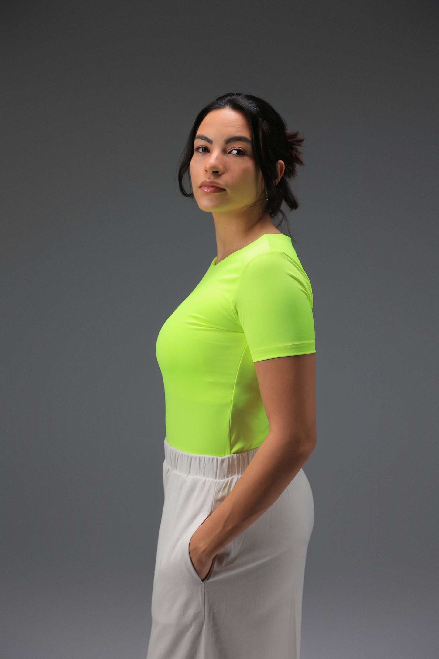 Yellow Classic Low Neck Short Sleeve Top