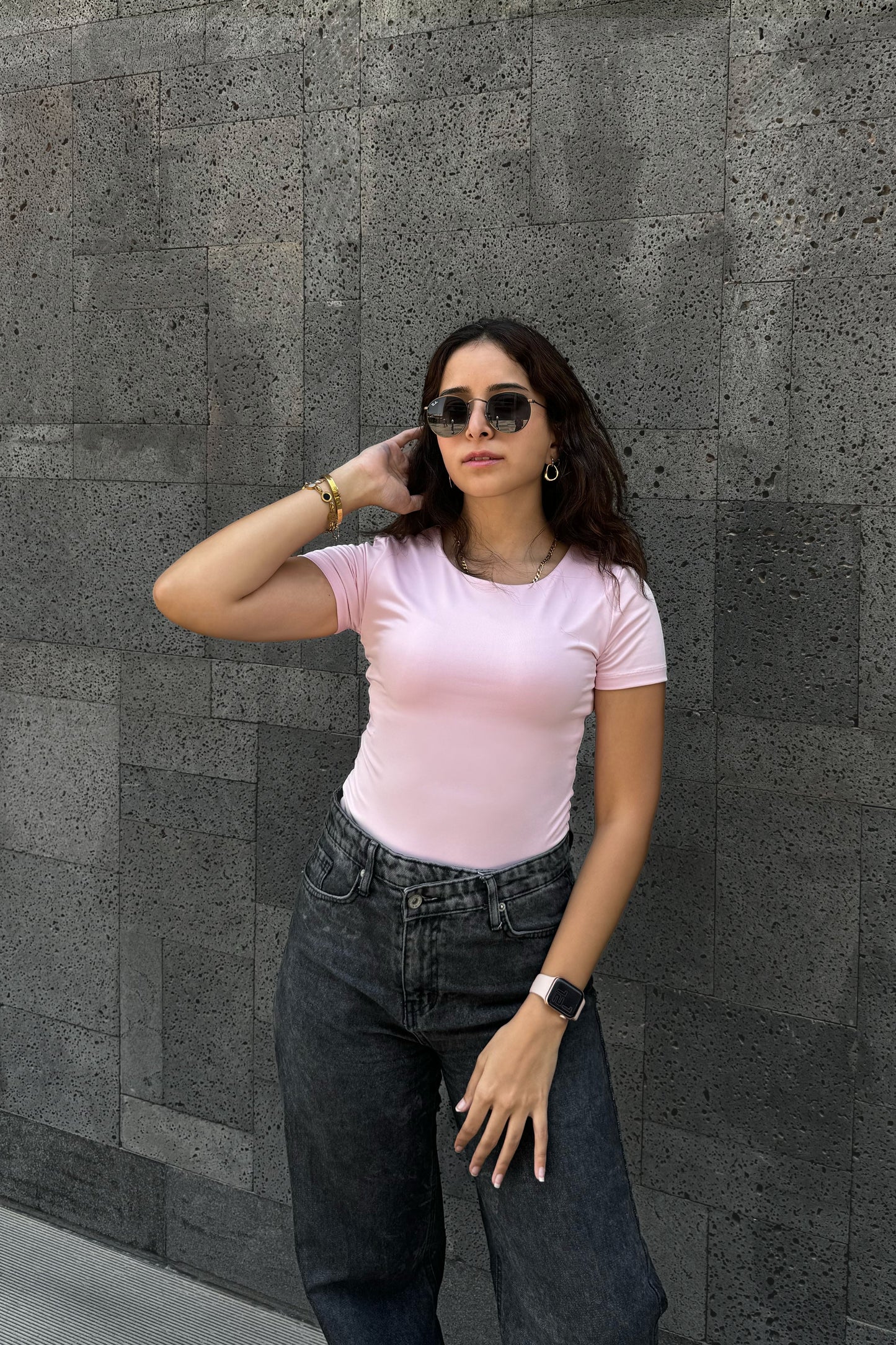 Rose Classic Low Neck Short Sleeve Top