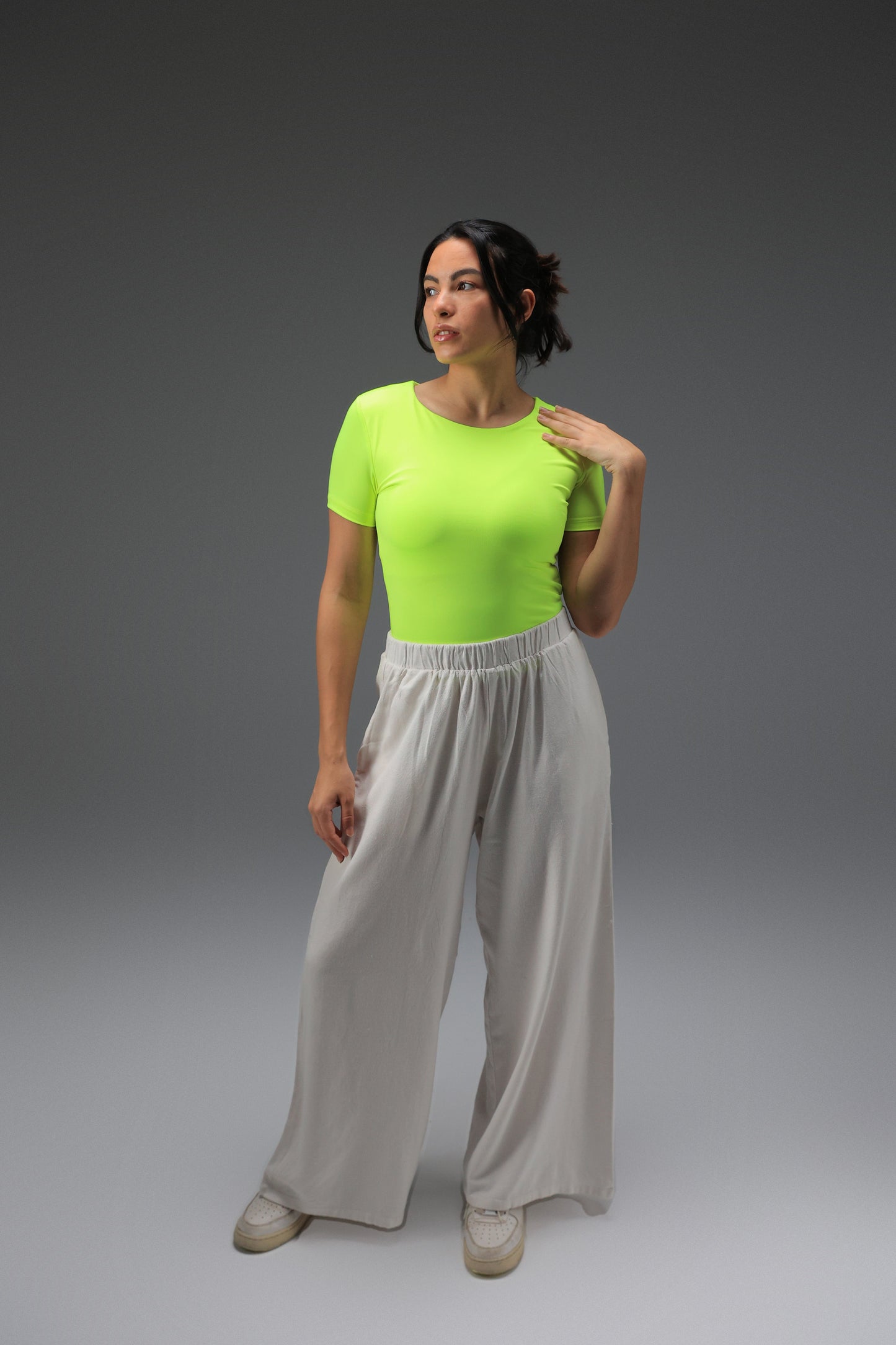 Yellow Classic Low Neck Short Sleeve Top