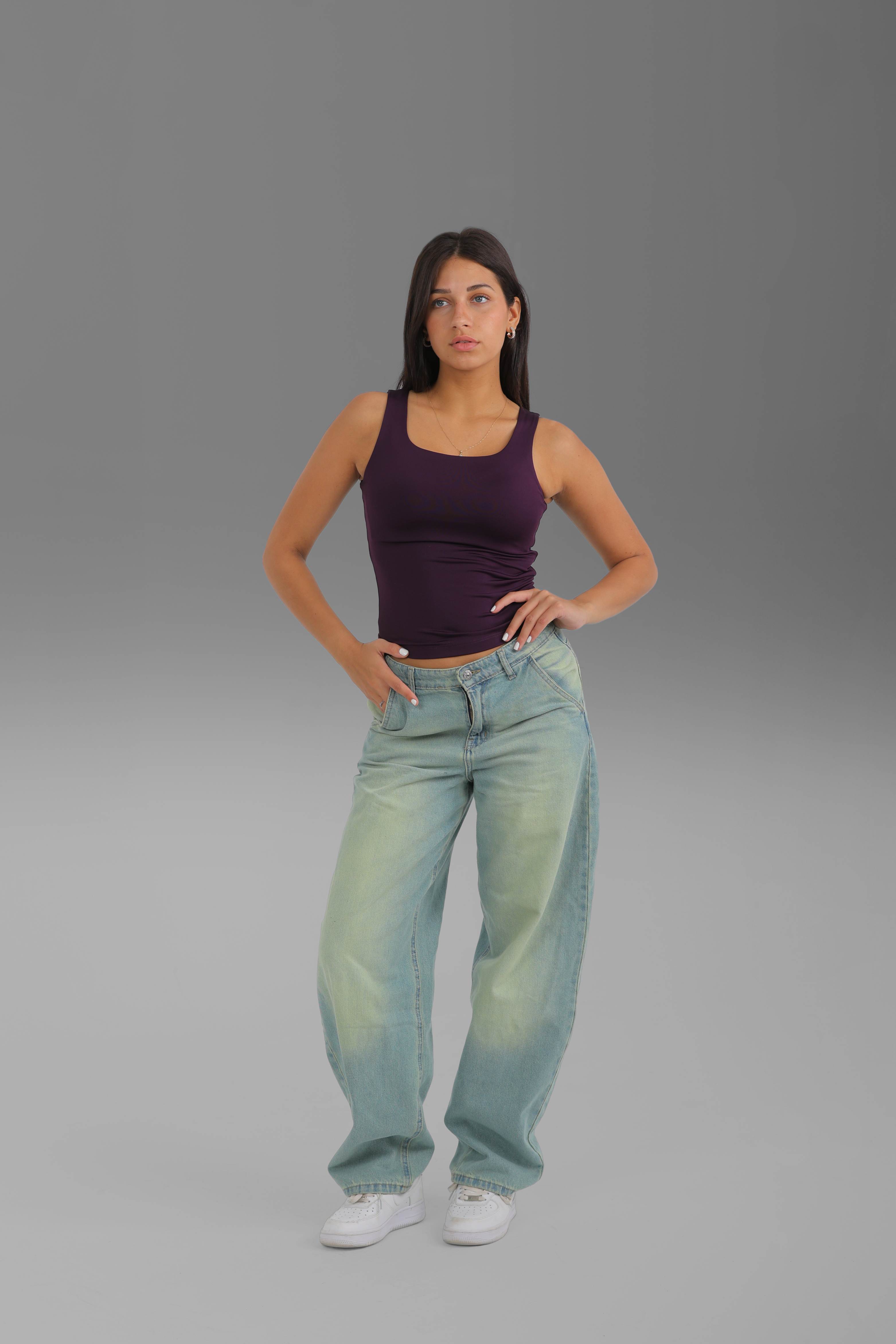 Square-Neck Tank Top - Aubergine
