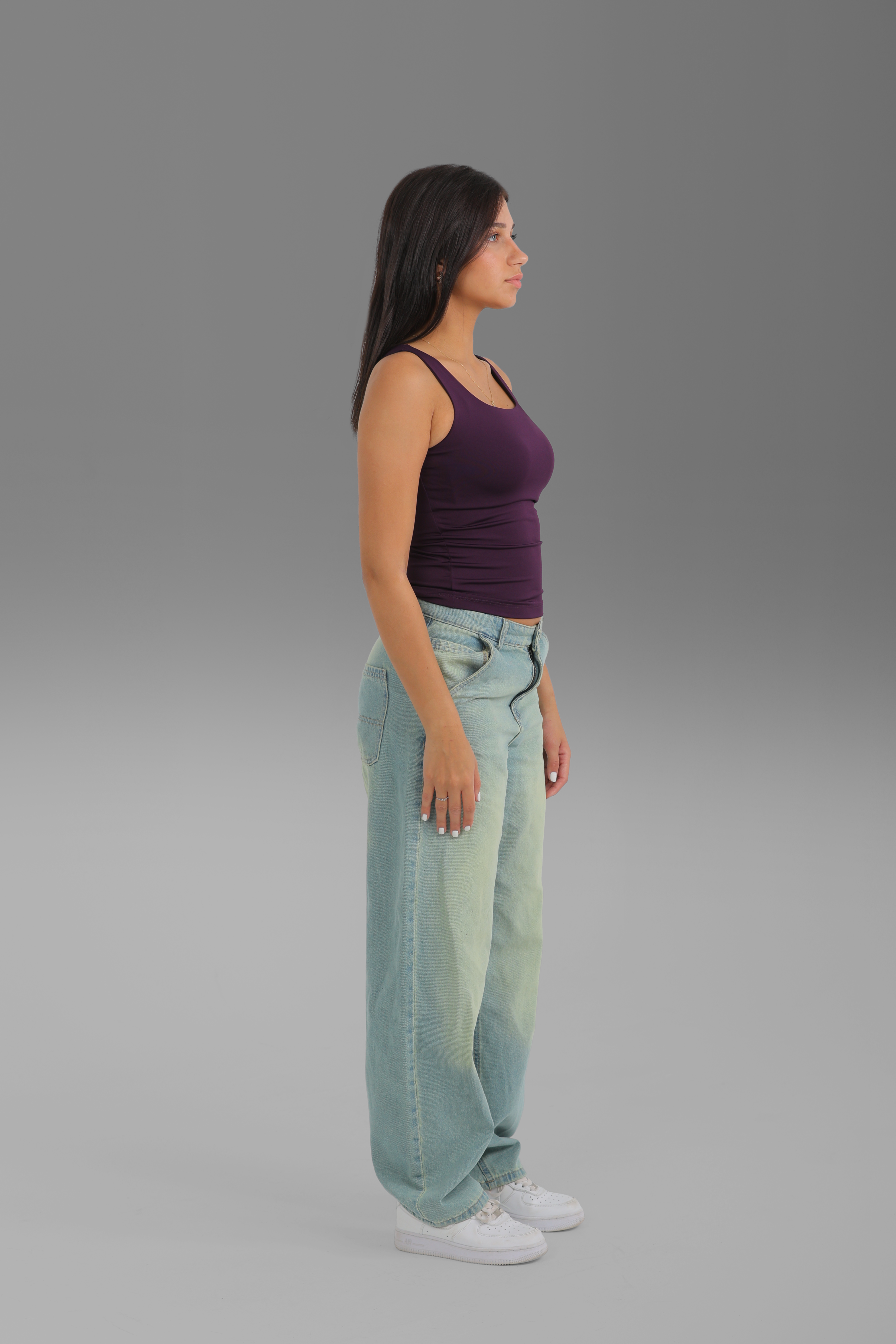 Square-Neck Tank Top - Aubergine