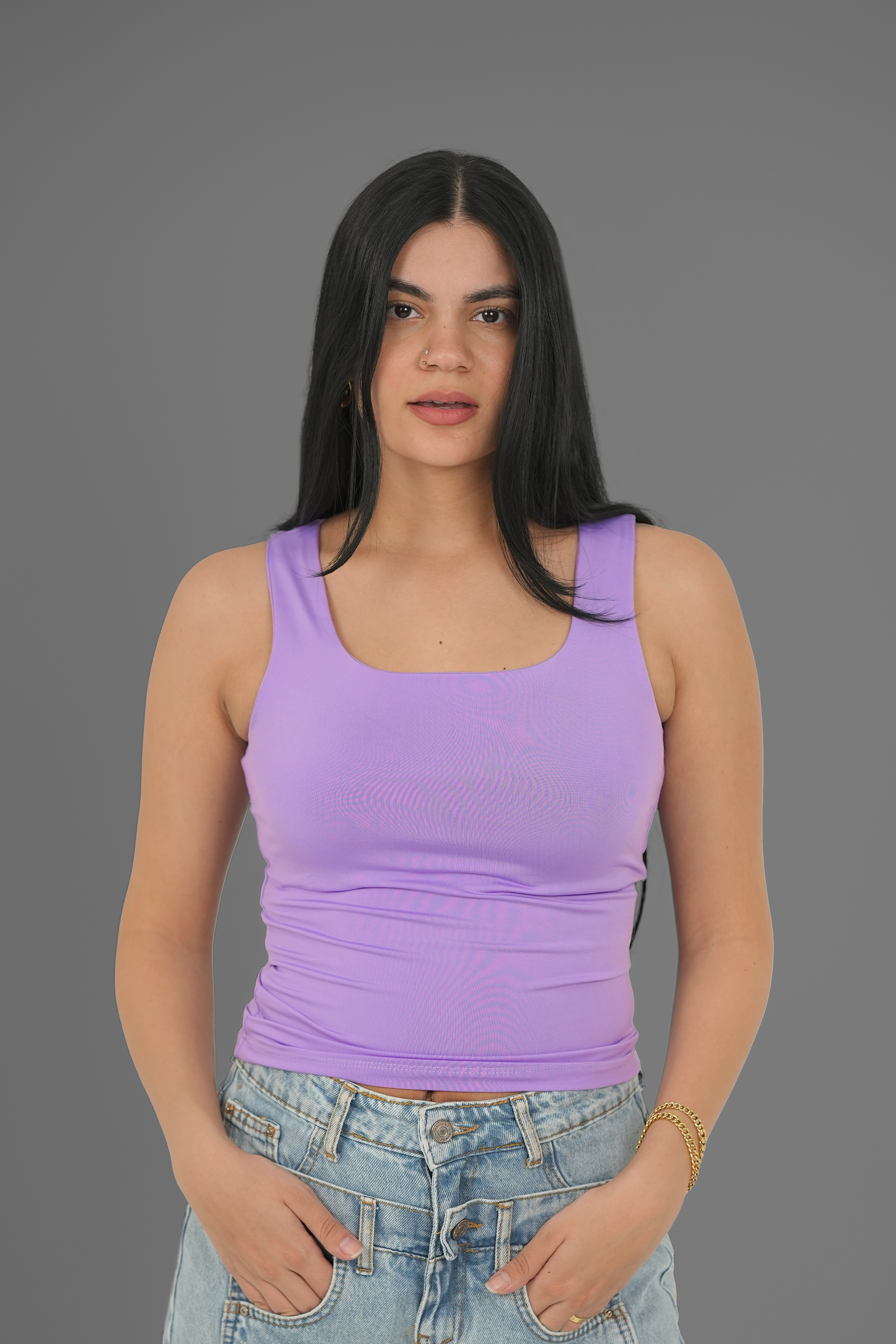 Square-Neck Tank Top - Lavender