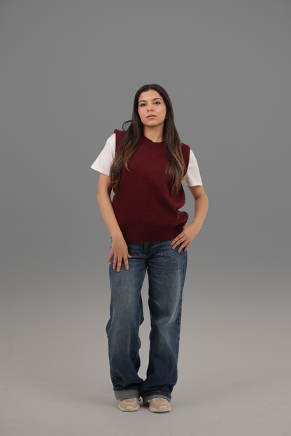 Maroon Knitted Vest