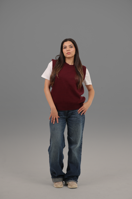 Maroon Knitted Vest