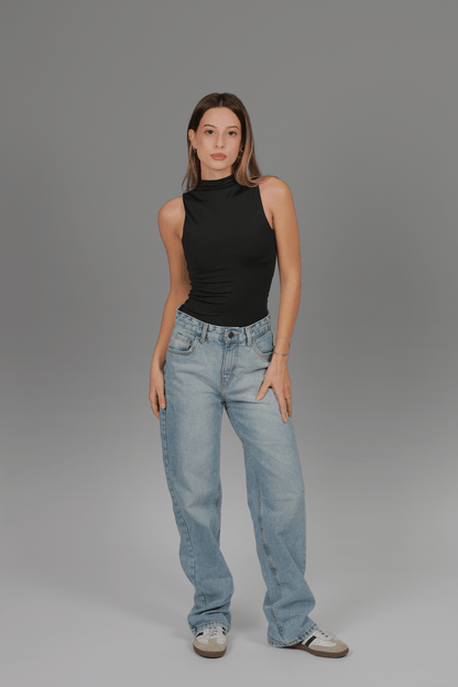 Black Turtle Neck Sleeves Top