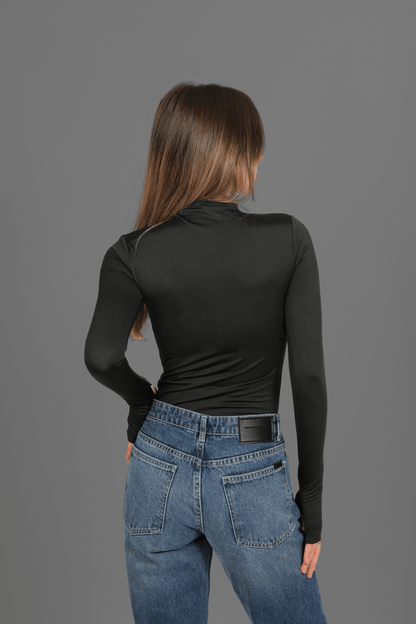 Black Turtle Neck Long Sleeve Top