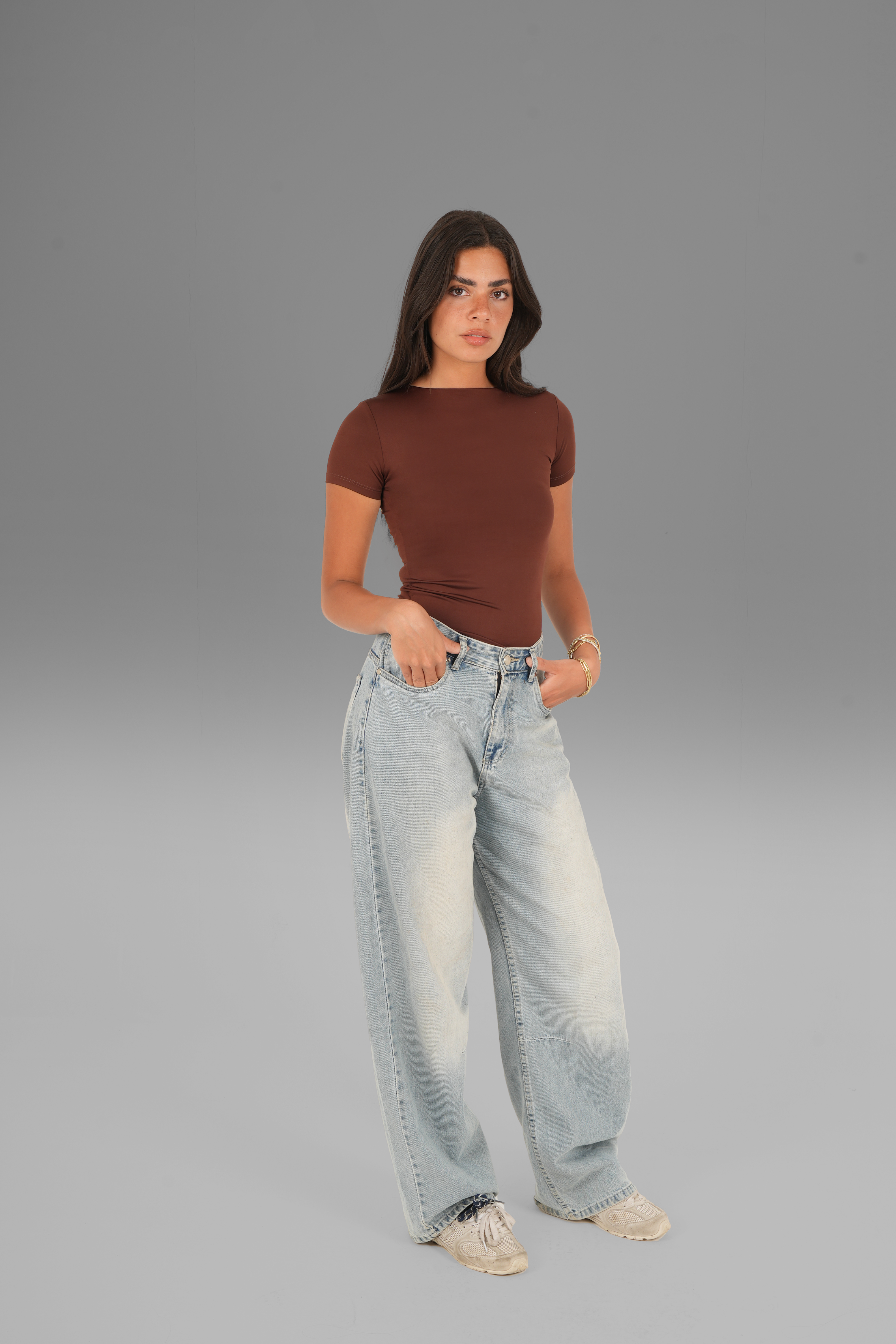 Classic Crewneck Short Sleeve Top - Brown