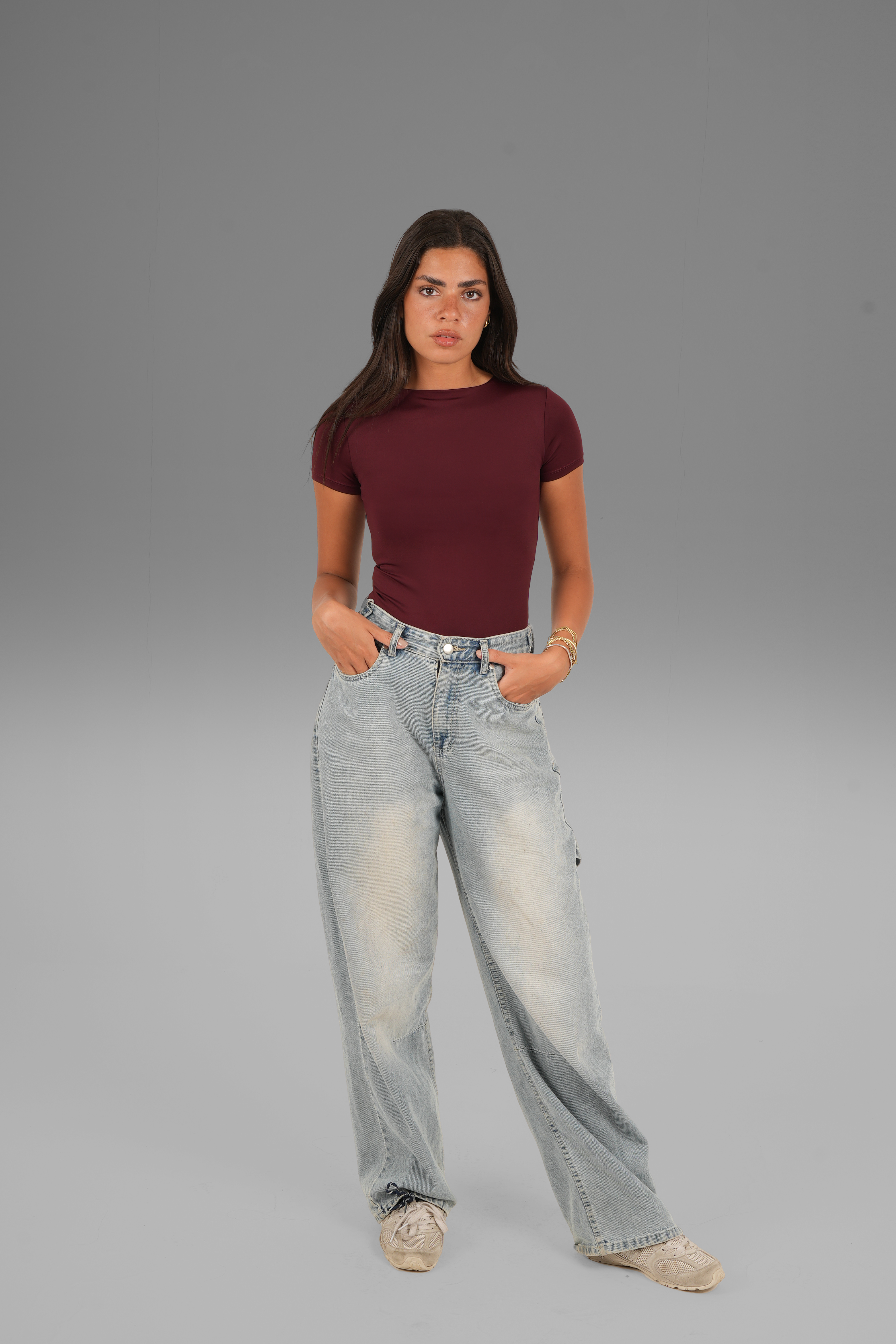 Classic Crewneck Short Sleeve Top - Burgundy