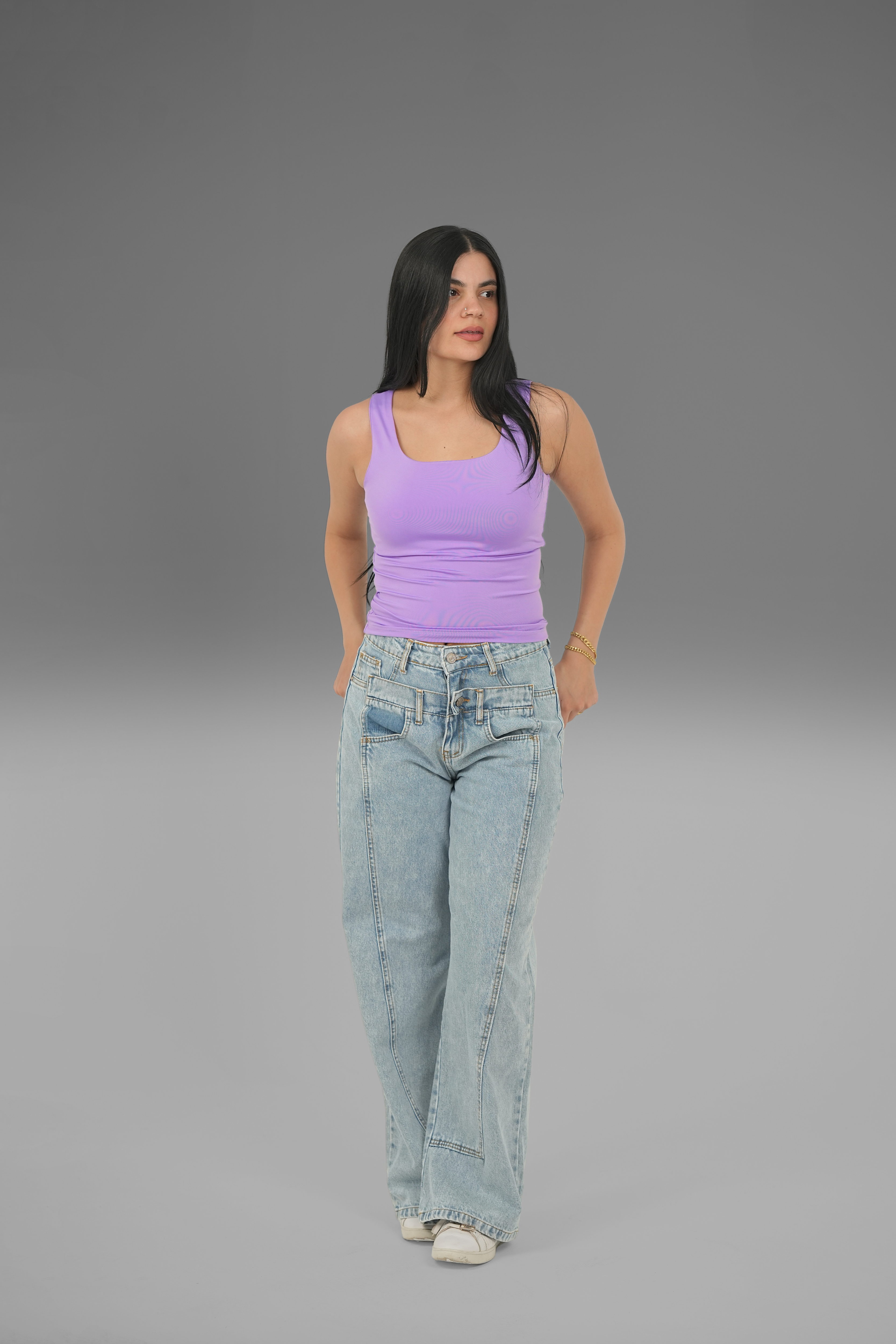 Square-Neck Tank Top - Lavender