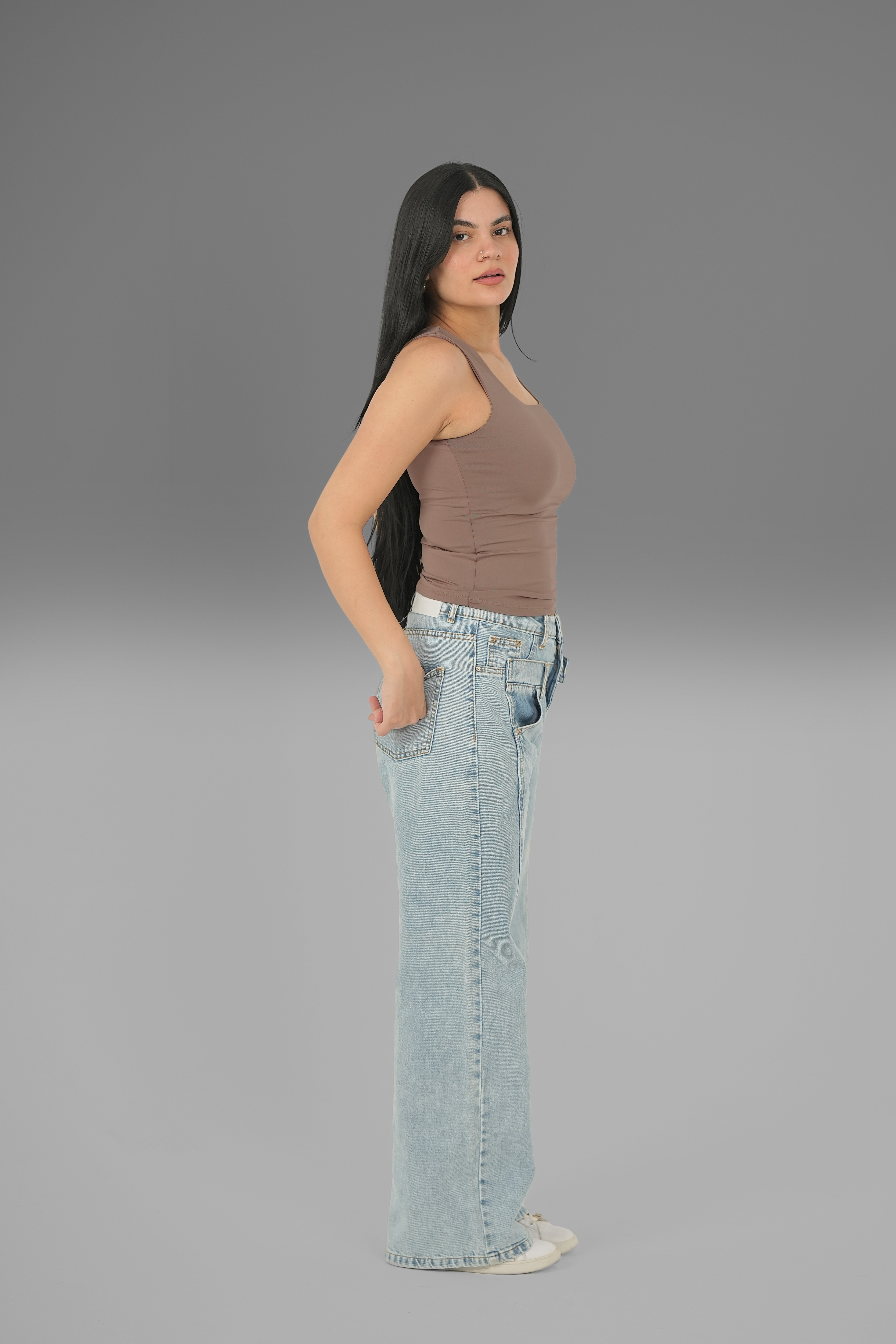 Square-Neck Tank Top - Café