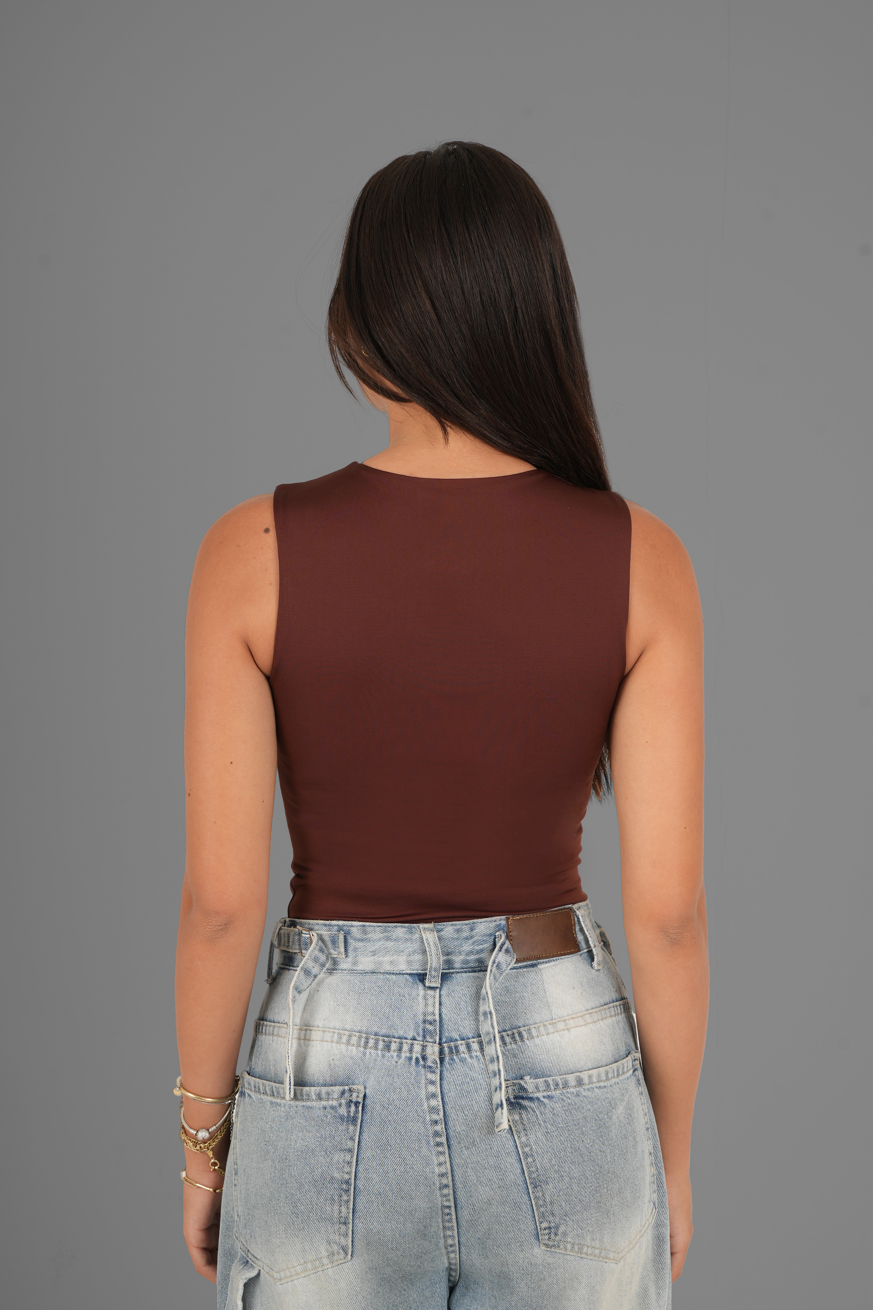 Classic Crewneck Tank Top - Brown