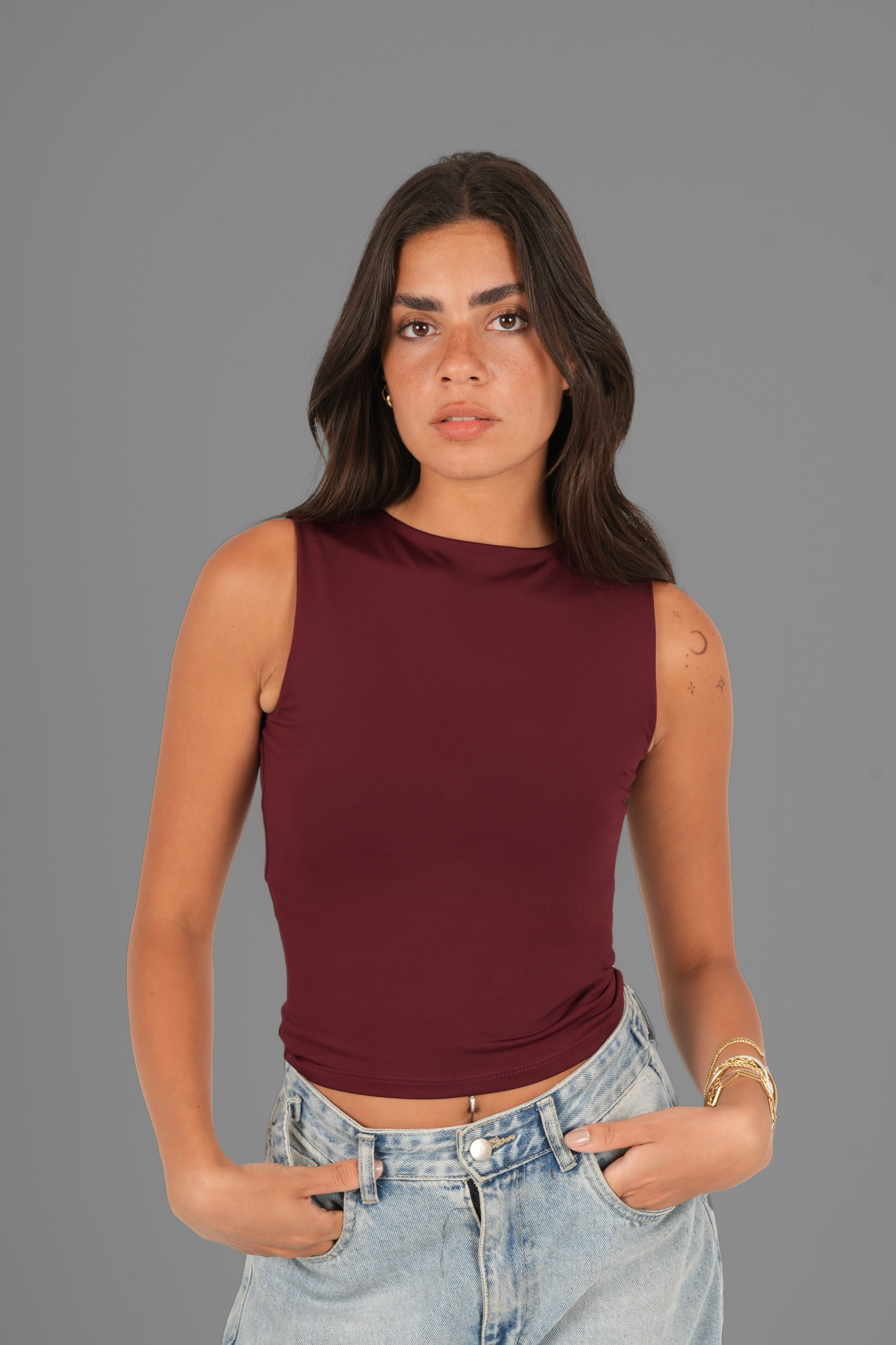 Classic Crewneck Tank Top - Burgundy