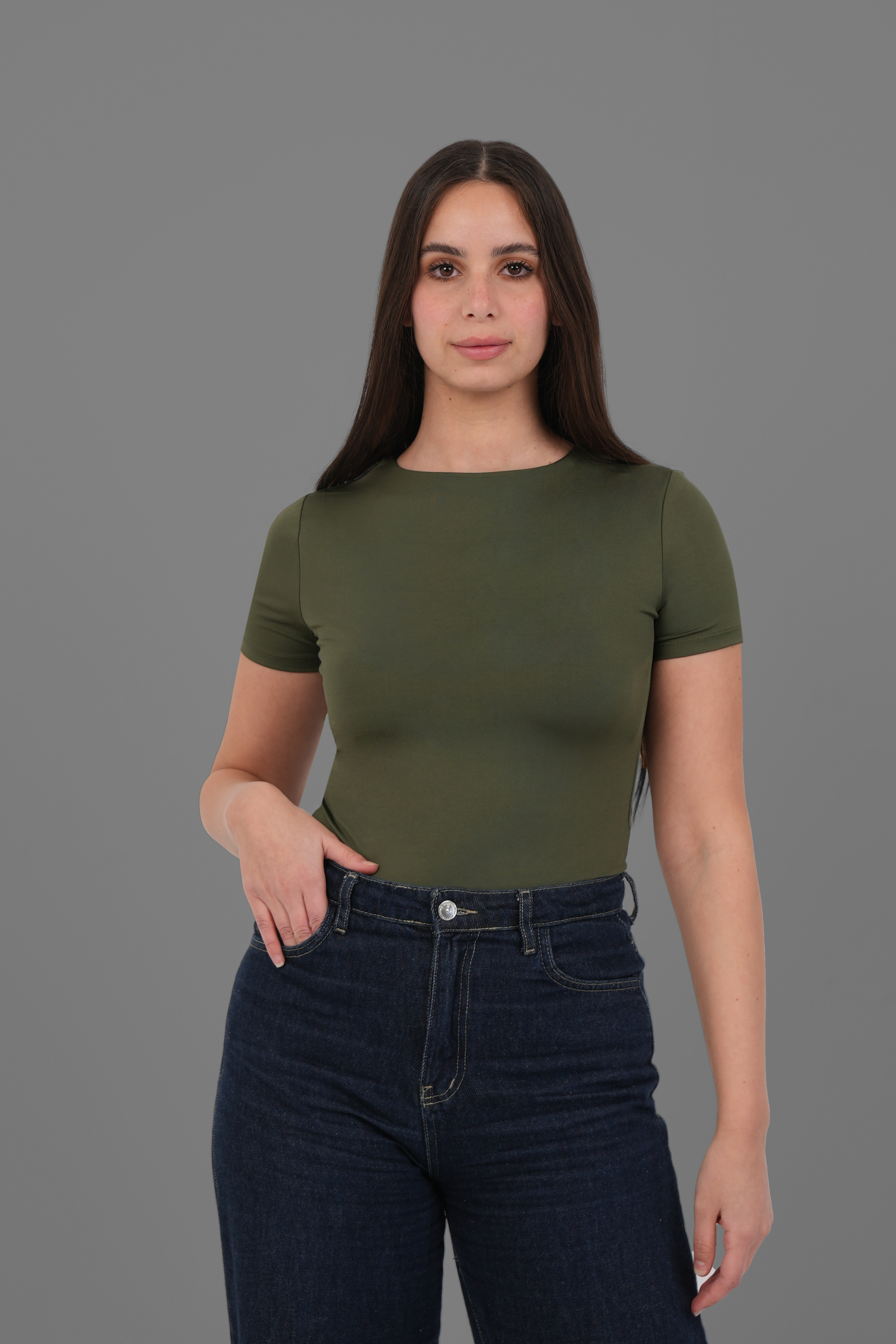 Classic Crewneck Short Sleeve Top - Olive