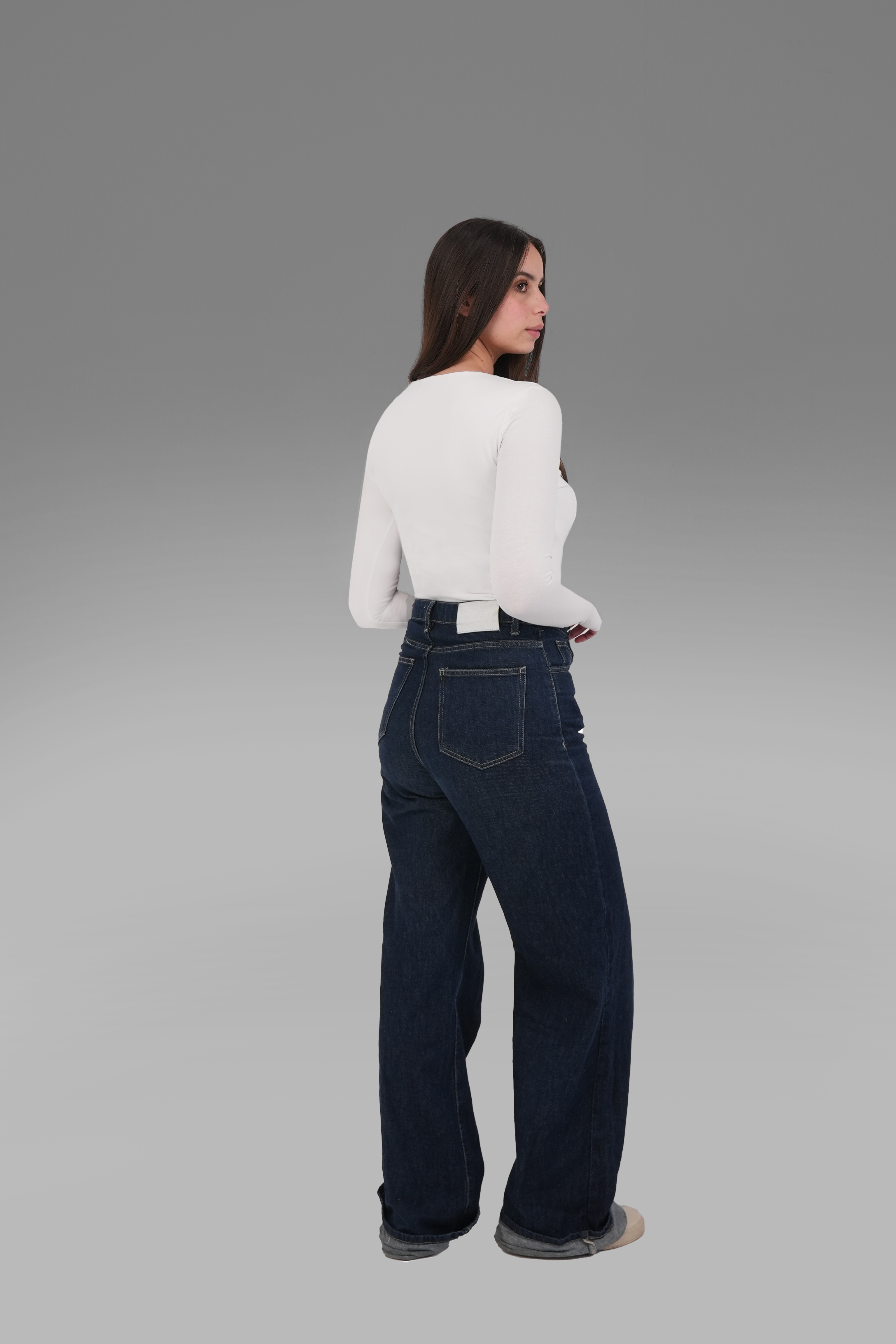 Cotton Long Sleeve Top with Thumbhole - Off-White