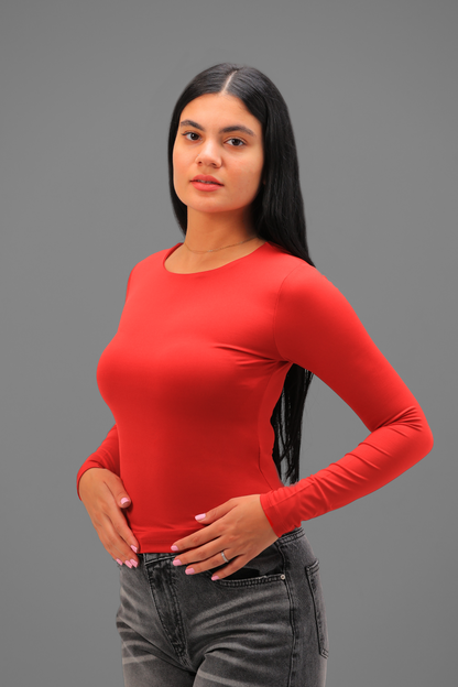 Red Classic Long Sleeve Top
