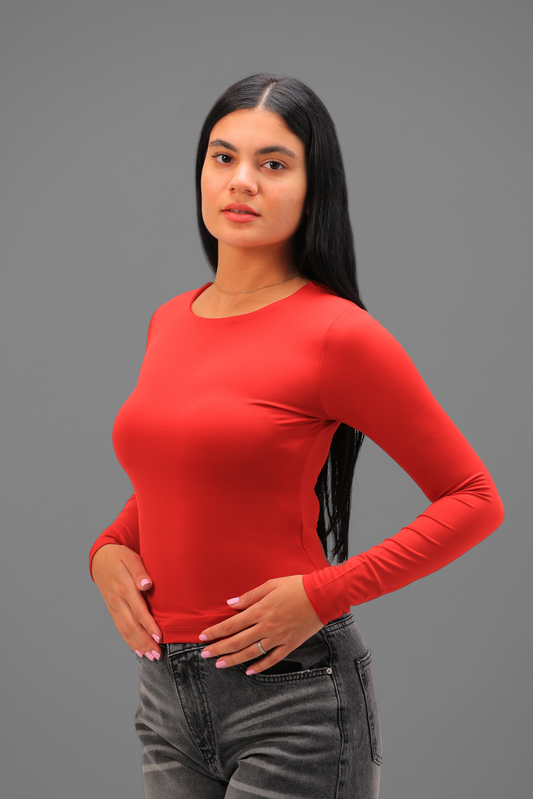 Red Classic Long Sleeve Top