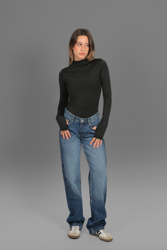 Black Turtle Neck Long Sleeve Top