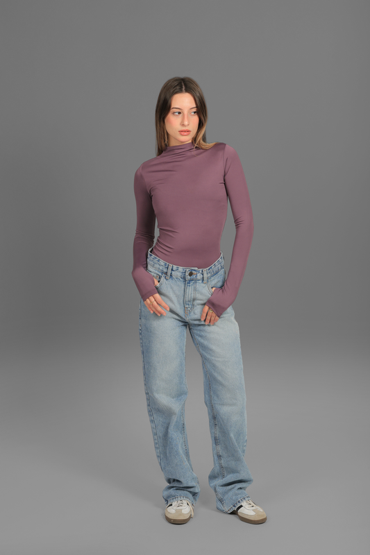 Purple Turtle Neck Long Sleeve Top