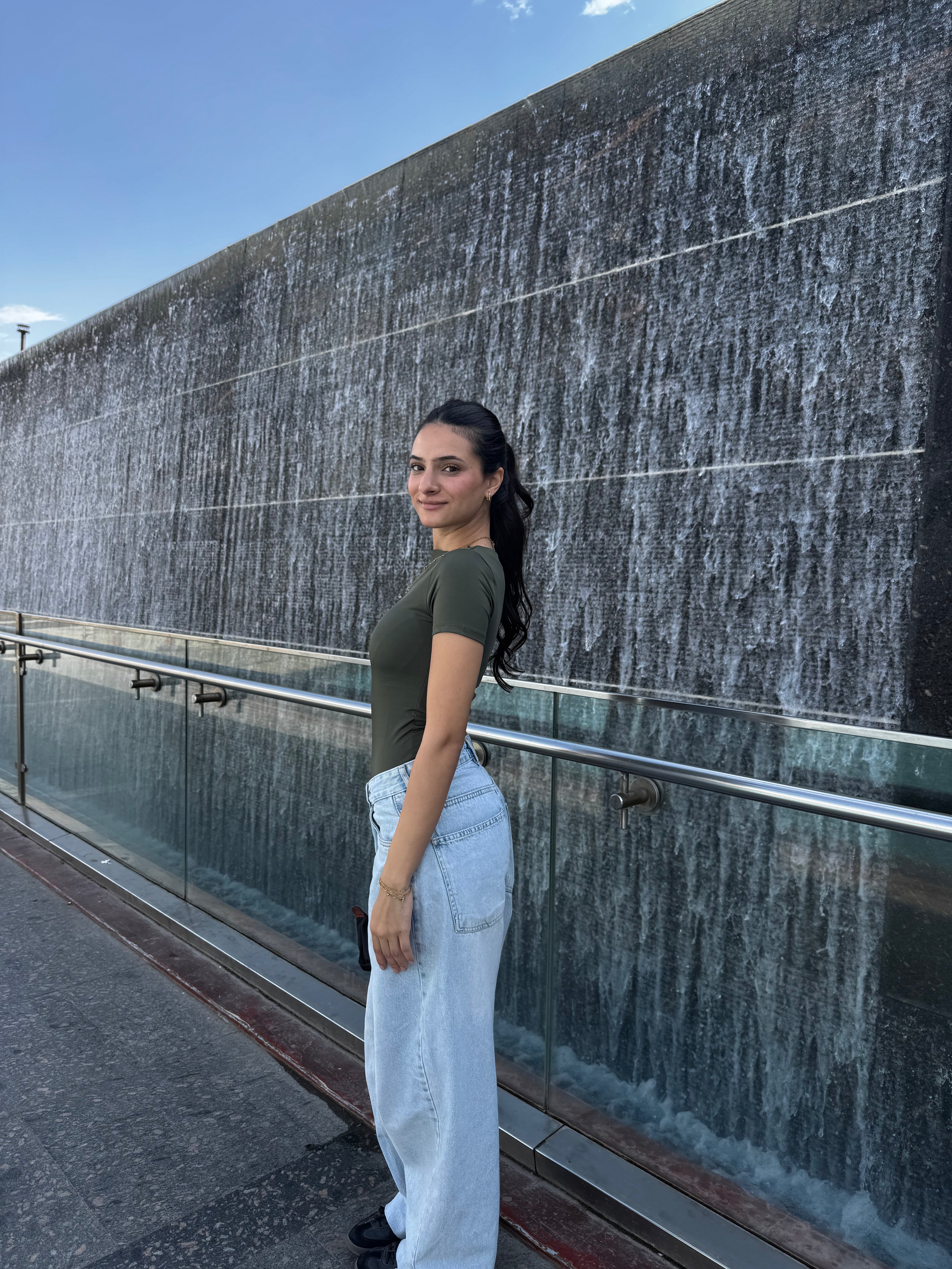 Women’s Olive Essential Crewneck Short Sleeve Top – Lightweight Soft Stretch Basic, Made in Egypt