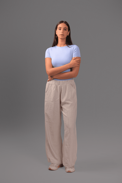 Baby Blue High Neck Short Sleeve Top