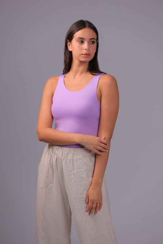 Lavender Low Neck Tank Top