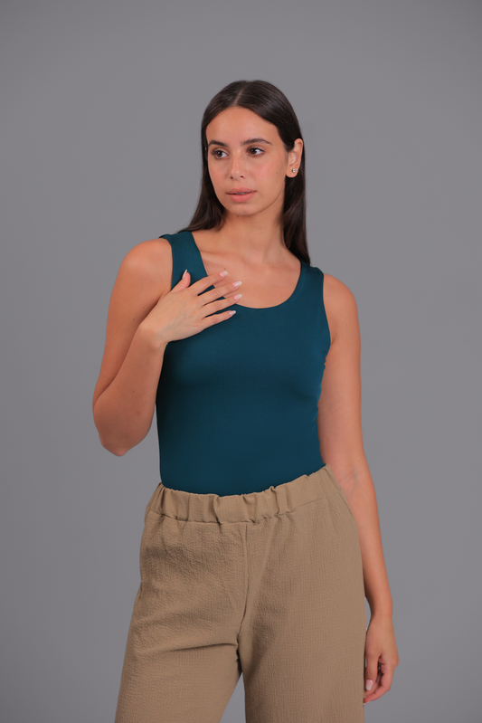 Teal Low Neck Tank Top