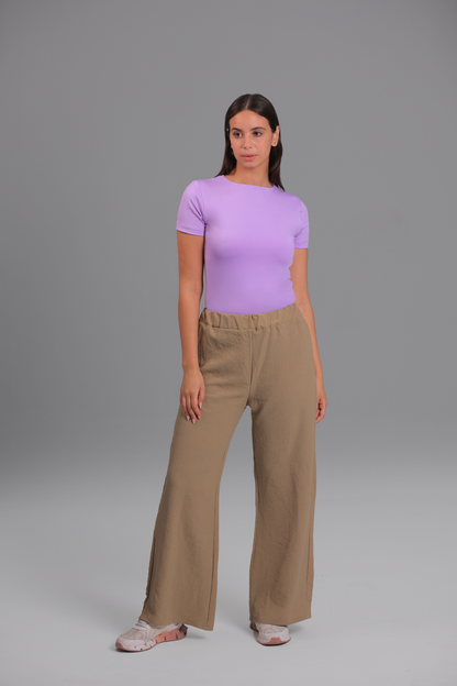 Lavender High Neck Short Sleeve Top