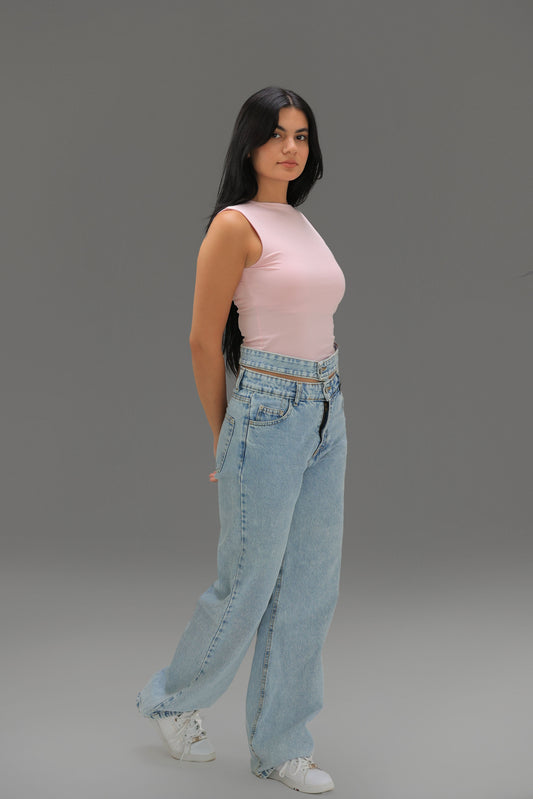 Rose High Neck Tank Top
