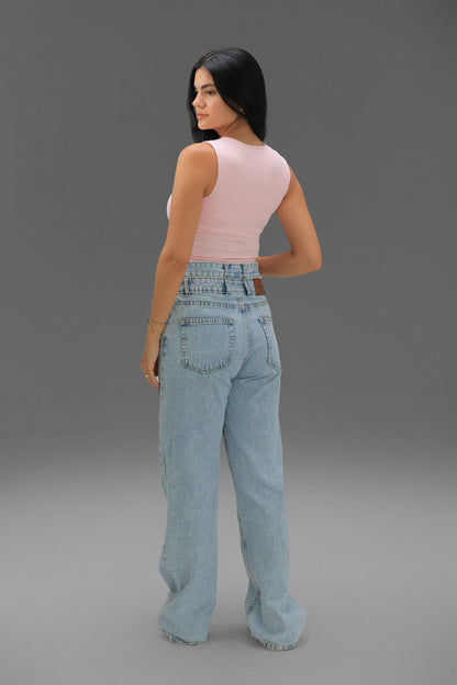 Rose High Neck Tank Top