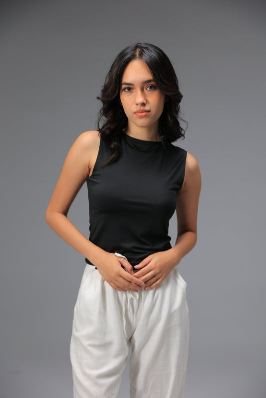 Black High Neck Tank Top