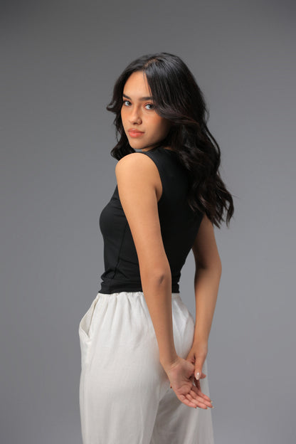 Black High Neck Tank Top