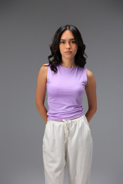 Lavender High Neck Tank Top