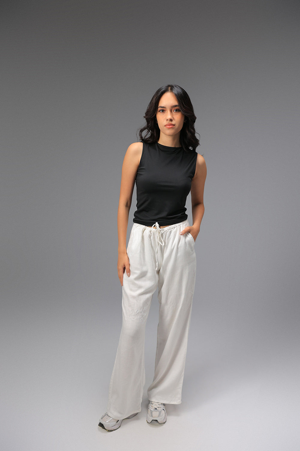 Women’s Black Classic Crewneck Tank Top  – Lightweight Soft Stretch Basic, Made in Egypt