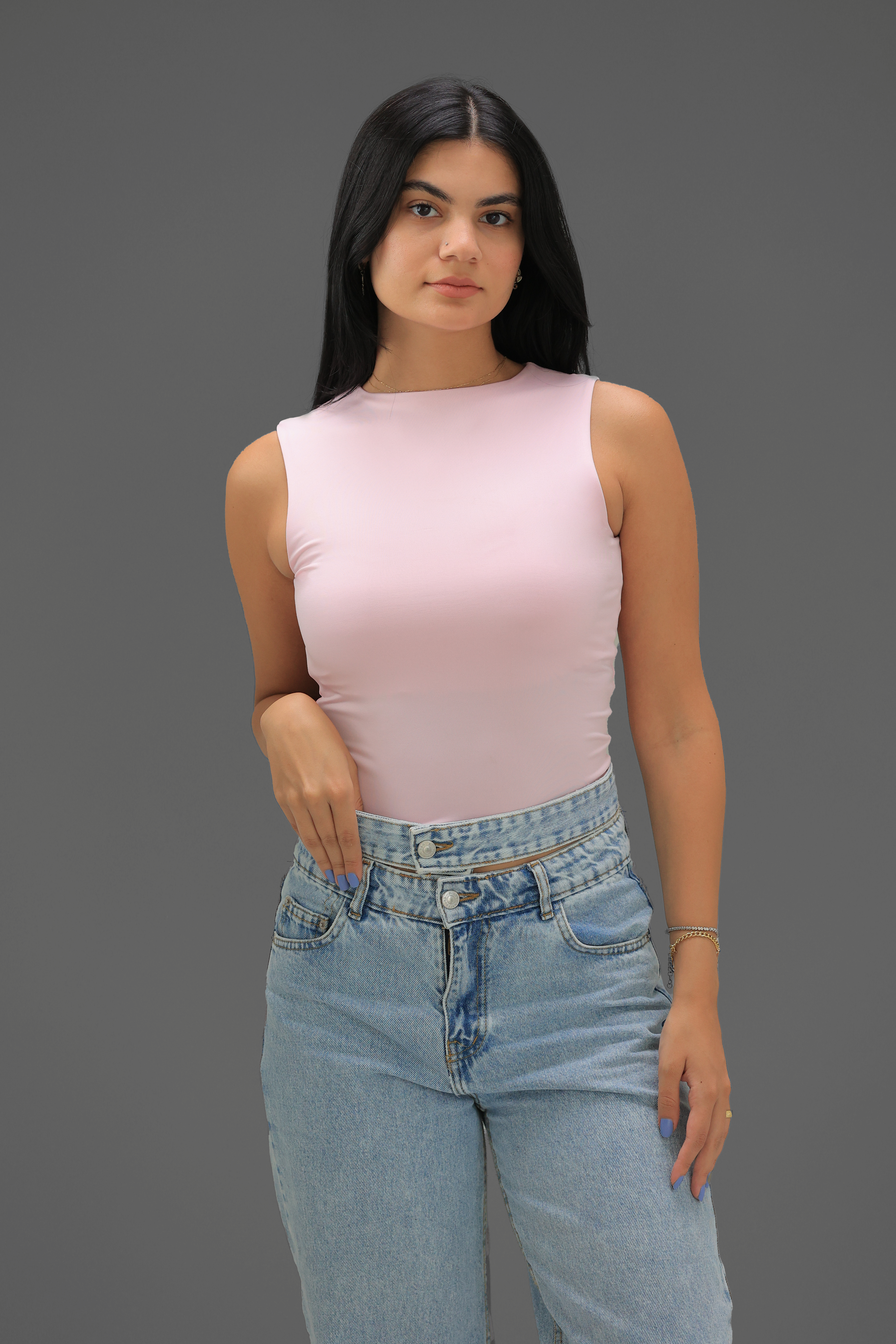 Women’s Rose Classic Crewneck Tank Top  – Lightweight Soft Stretch Basic, Made in Egypt