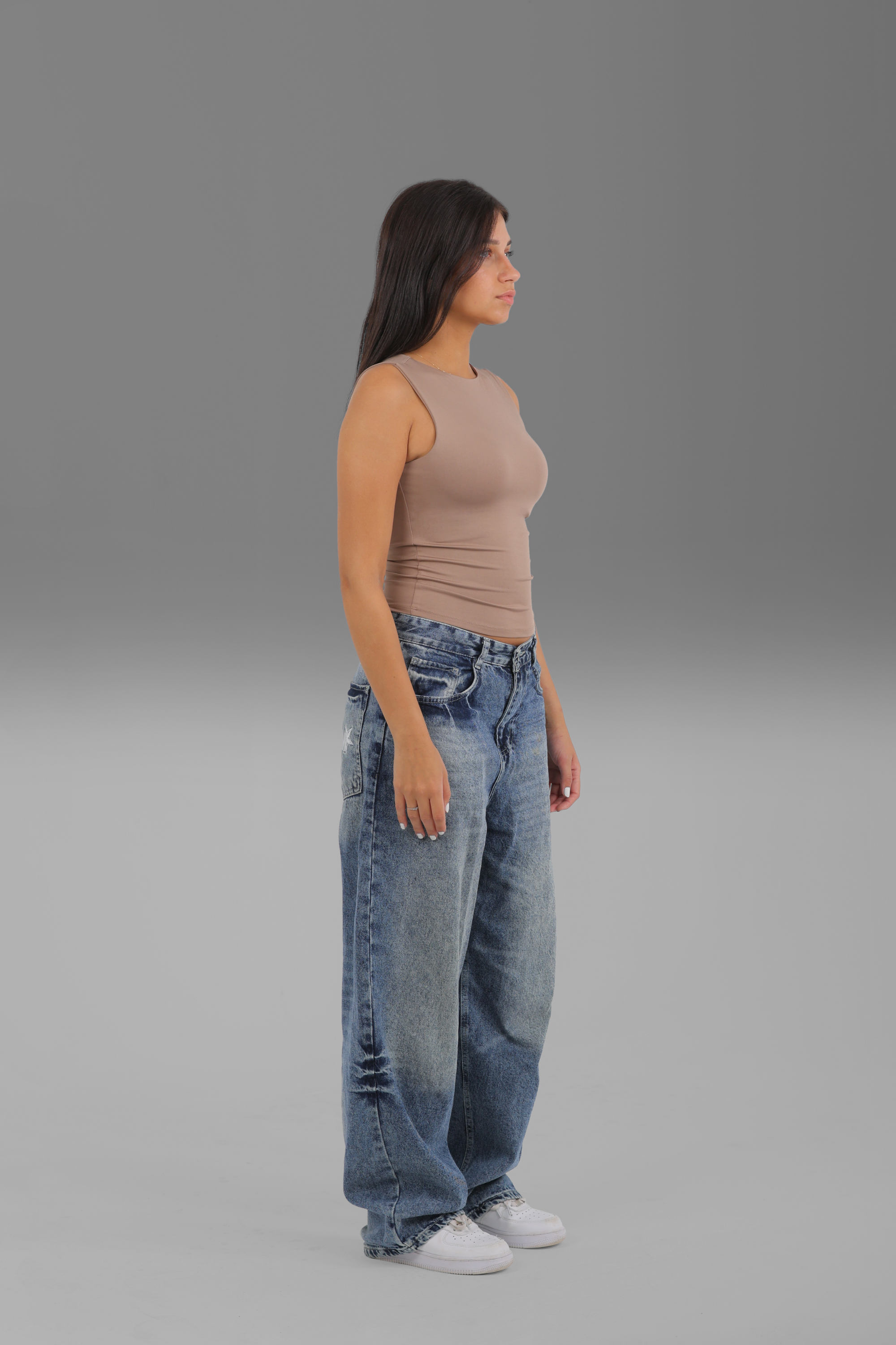 Women’s Café Classic Crewneck Tank Top  – Lightweight Soft Stretch Basic, Made in Egypt