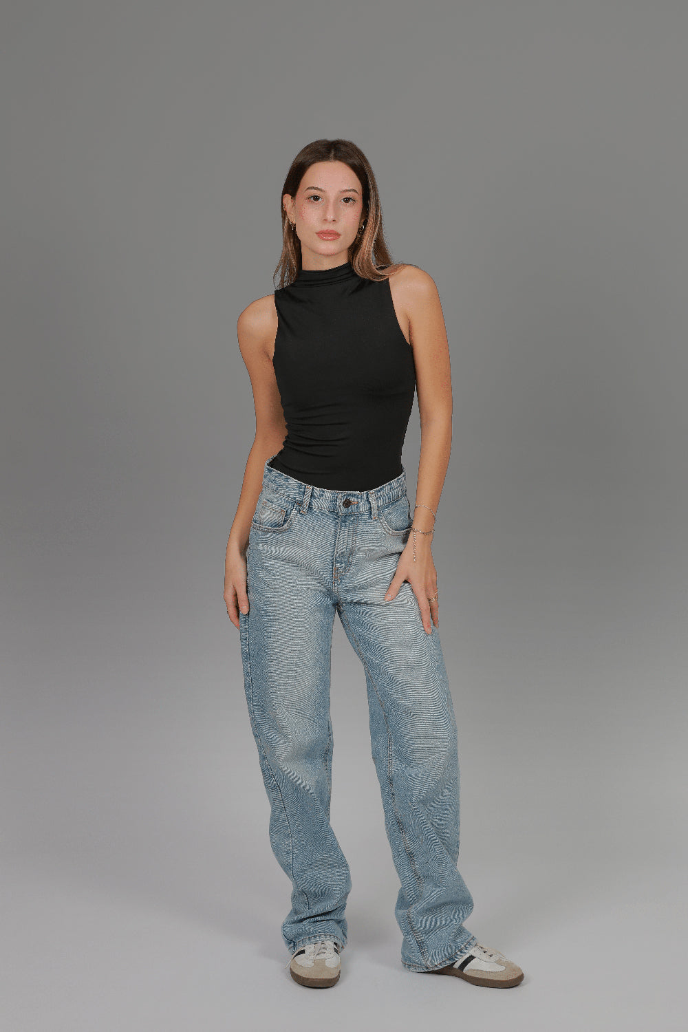 Women’s Black Classic Turtleneck Tank Top – Lightweight Soft Stretch Basic, Made in Egypt