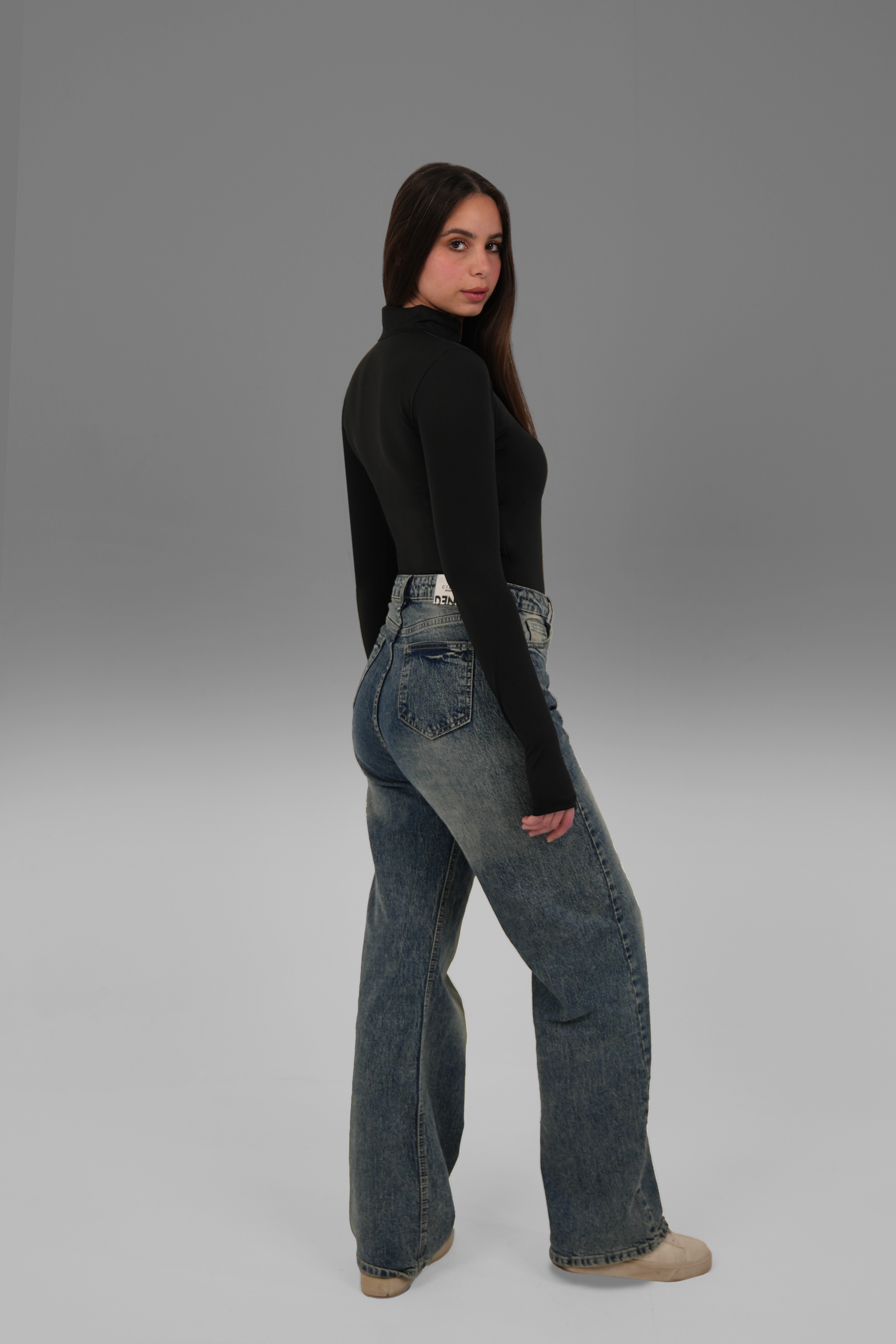 Women’s Half-Zip High-Neck Long Sleeve Top – Lightweight Soft Stretch Basic, Made in Egypt