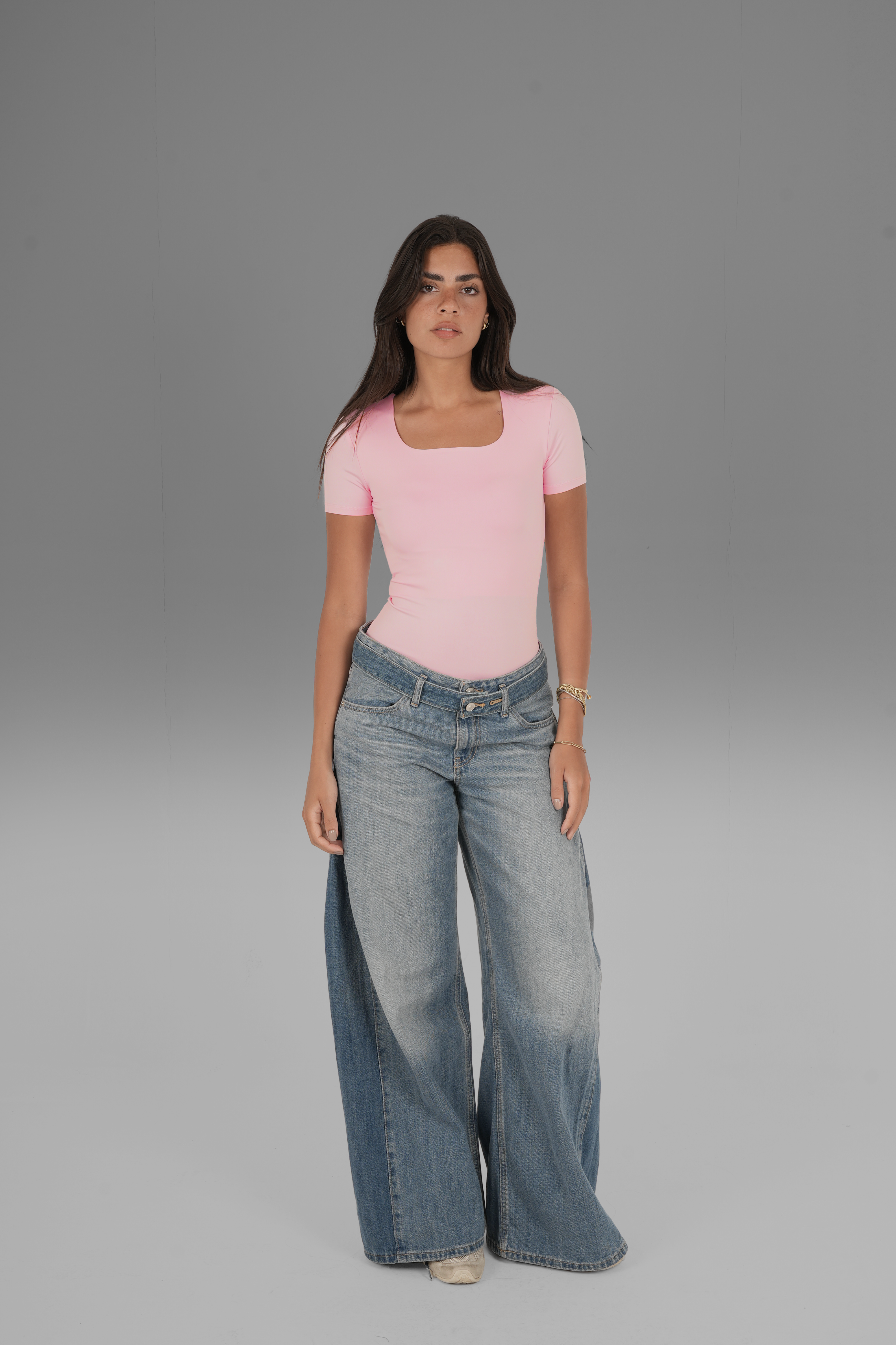 Square-Neck Short Sleeve Top - Rose