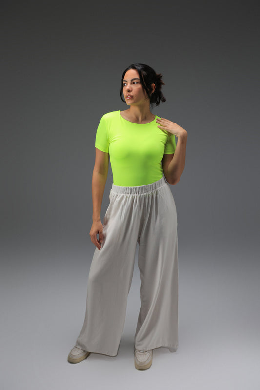 Yellow Classic Low Neck Short Sleeve Top